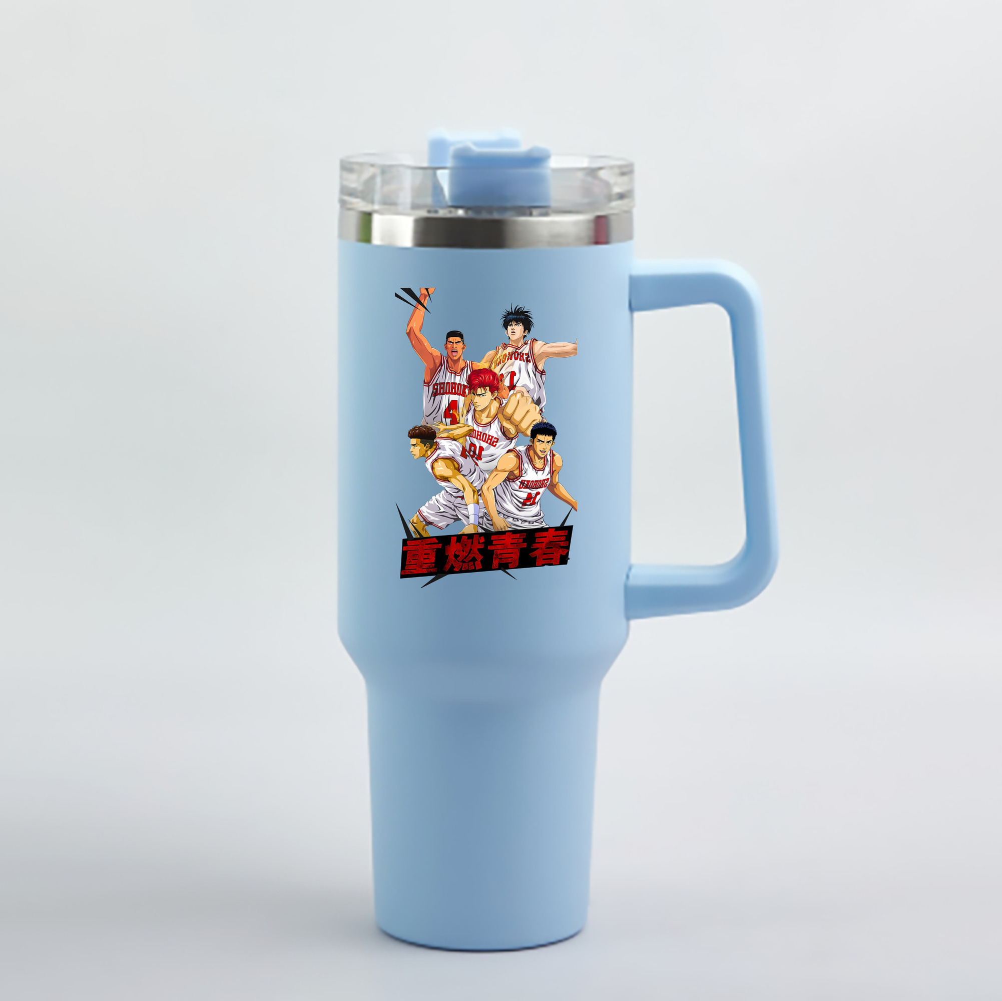 （画像用） SLAM DUNK／スラムダンク 1200mL車用タンブラー - クリスタルステッカー（プラスチックストロー付き）