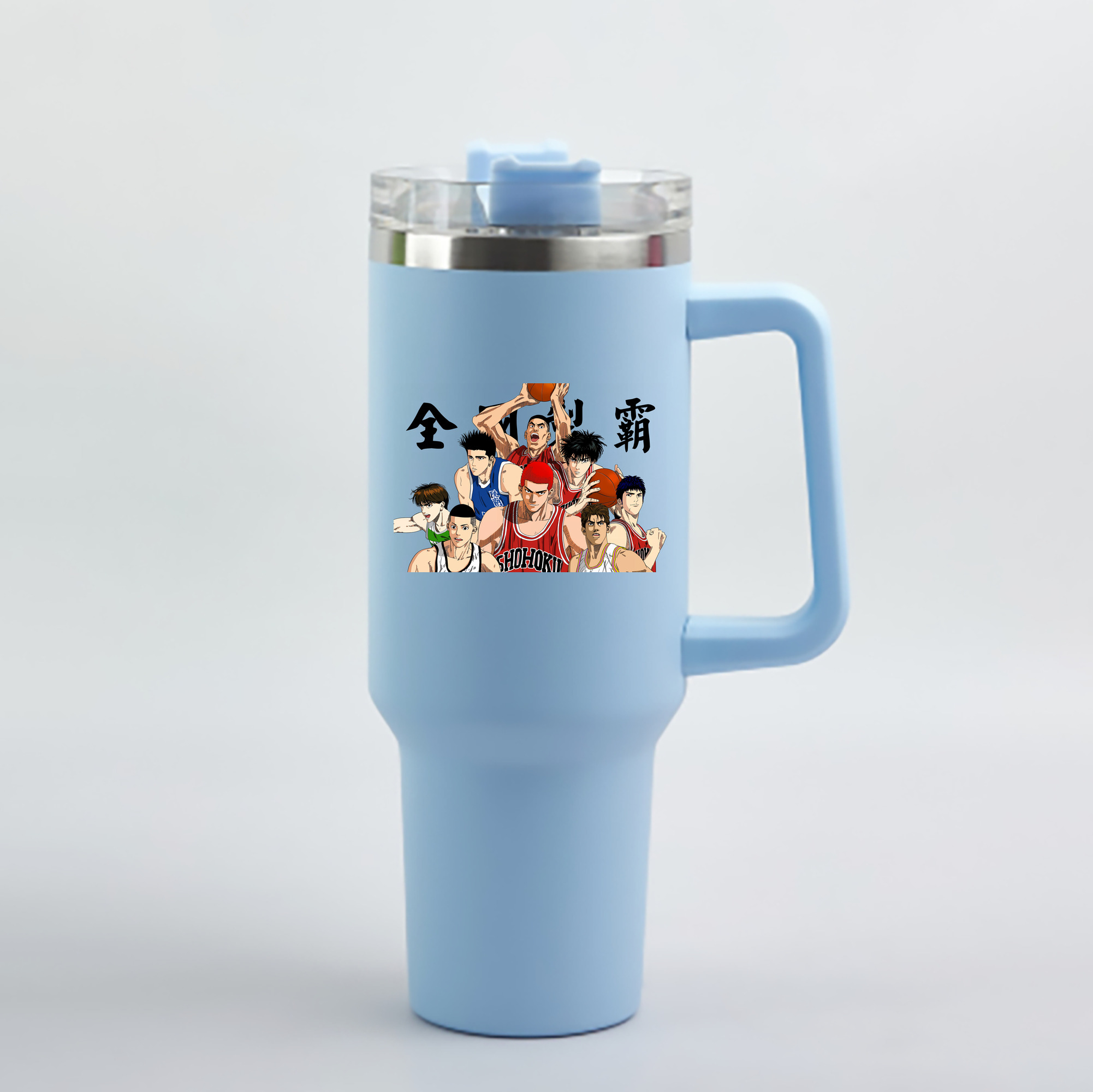 （画像用） SLAM DUNK／スラムダンク 1200mL車用タンブラー - クリスタルステッカー（プラスチックストロー付き）