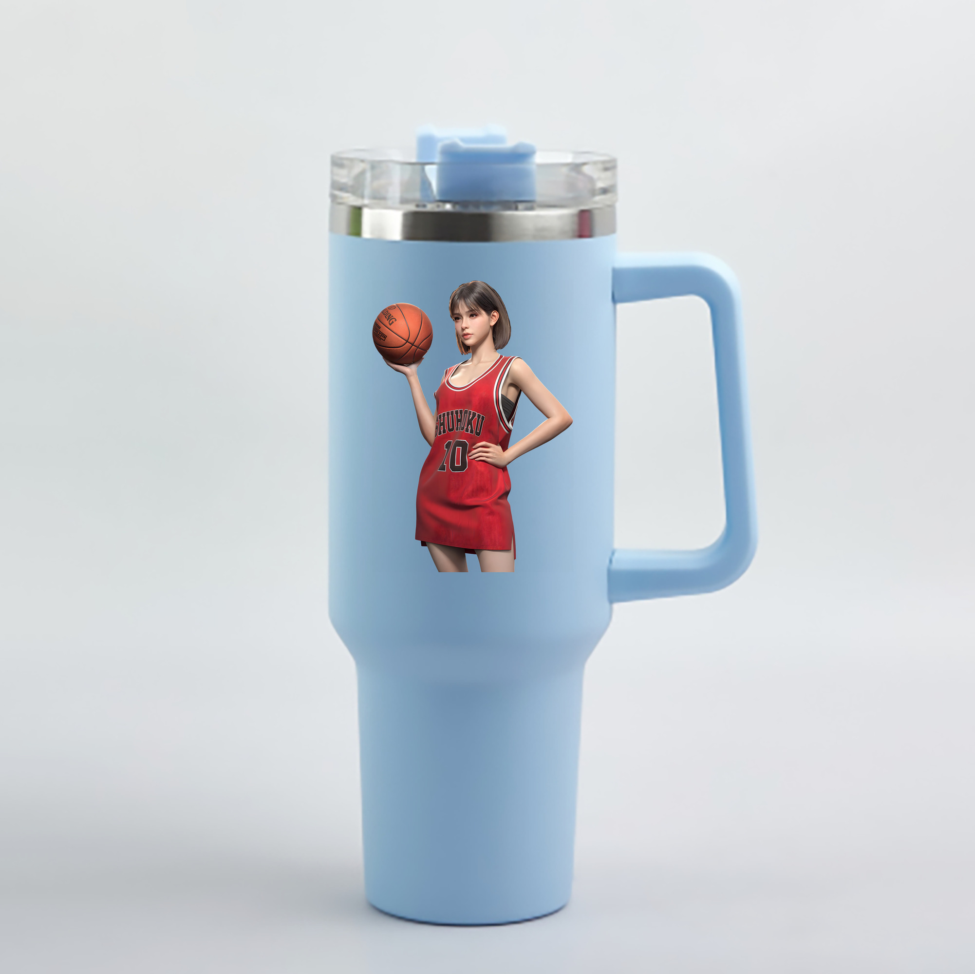（画像用） SLAM DUNK／スラムダンク 1200mL車用タンブラー - クリスタルステッカー（プラスチックストロー付き）