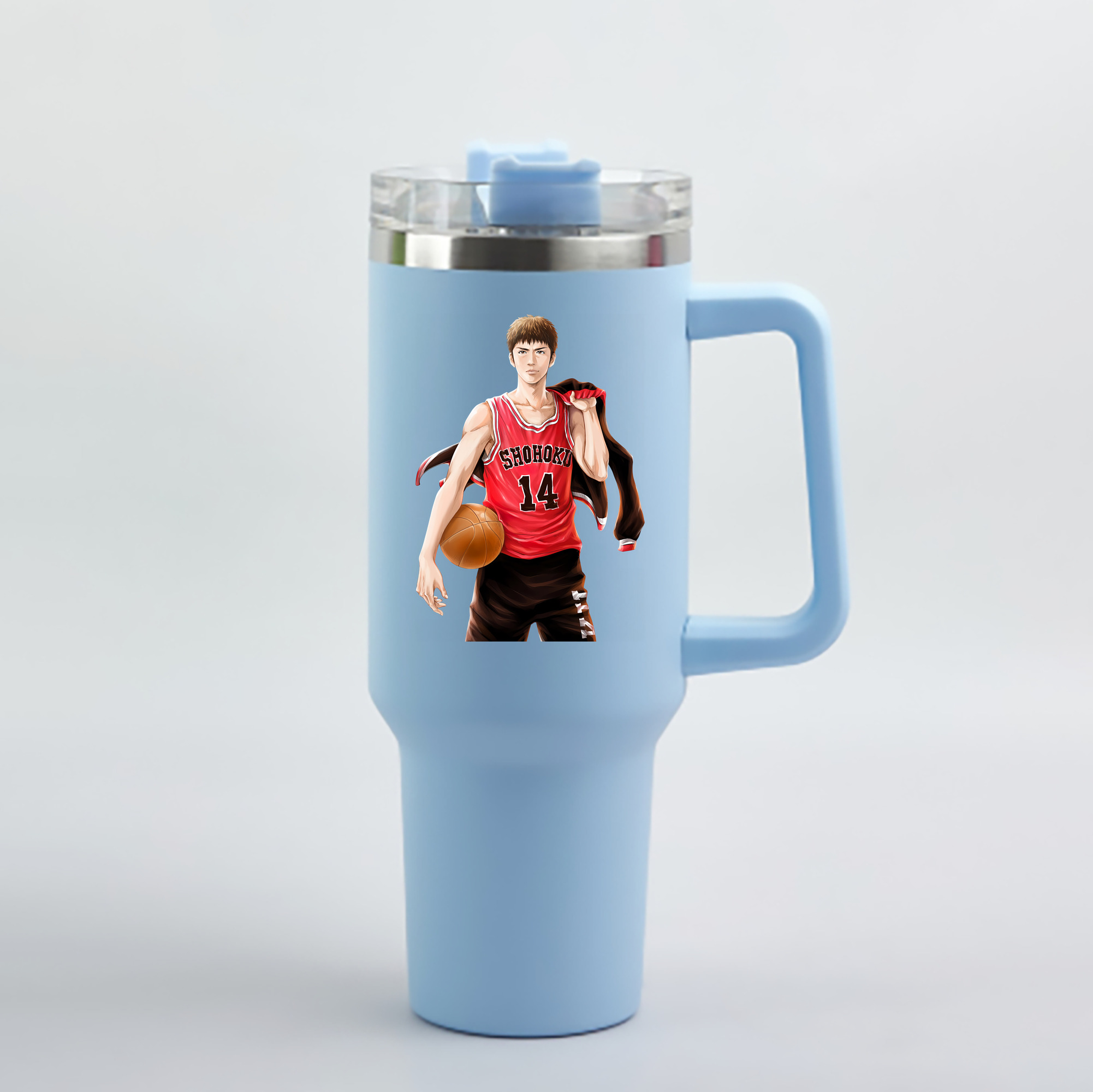 （画像用） SLAM DUNK／スラムダンク 1200mL車用タンブラー - クリスタルステッカー（プラスチックストロー付き）