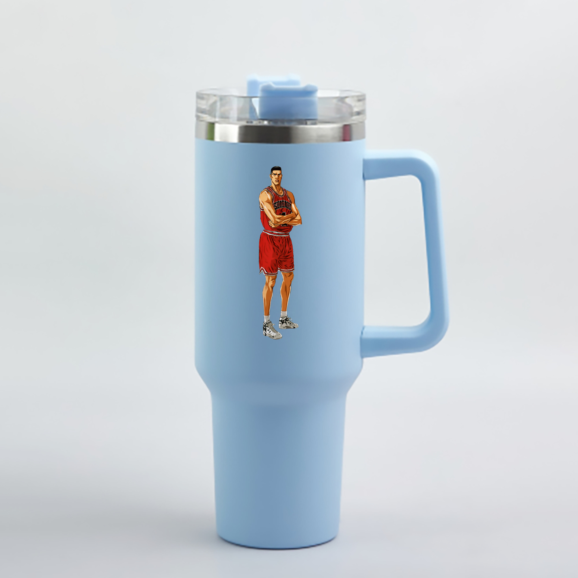 （画像用） SLAM DUNK／スラムダンク 1200mL車用タンブラー - クリスタルステッカー（プラスチックストロー付き）