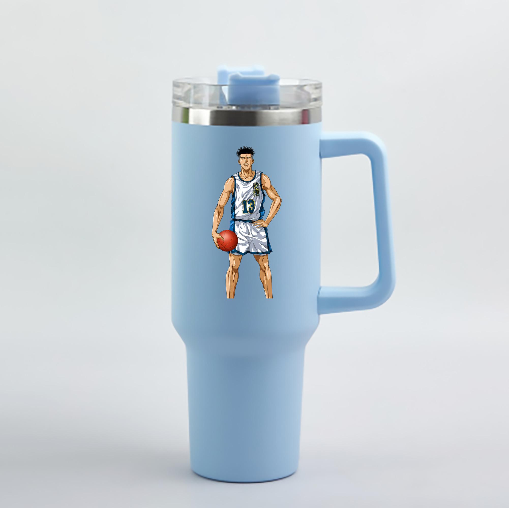 （画像用） SLAM DUNK／スラムダンク 1200mL車用タンブラー - クリスタルステッカー（プラスチックストロー付き）