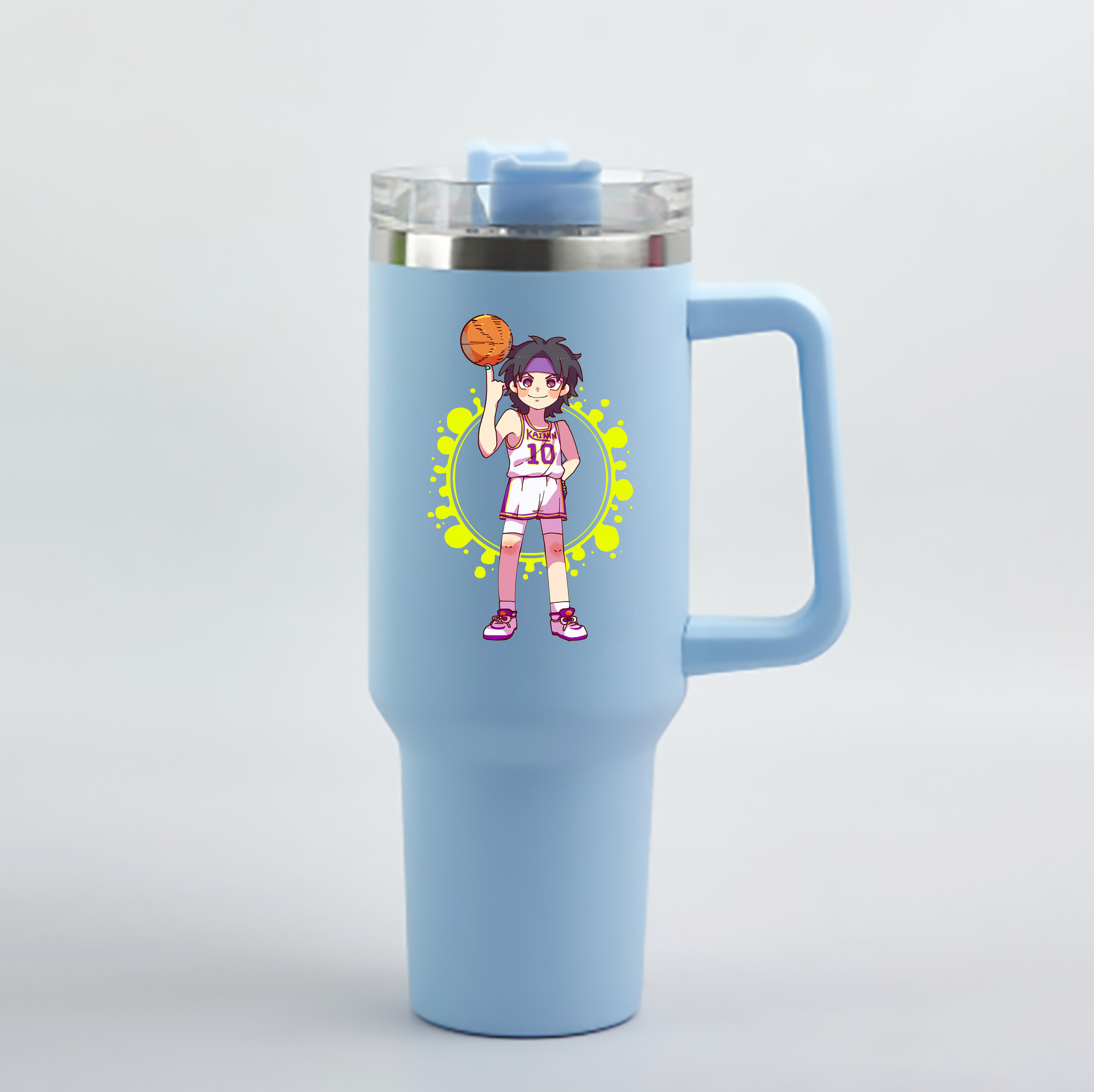 （画像用） SLAM DUNK／スラムダンク 1200mL車用タンブラー - クリスタルステッカー（プラスチックストロー付き）