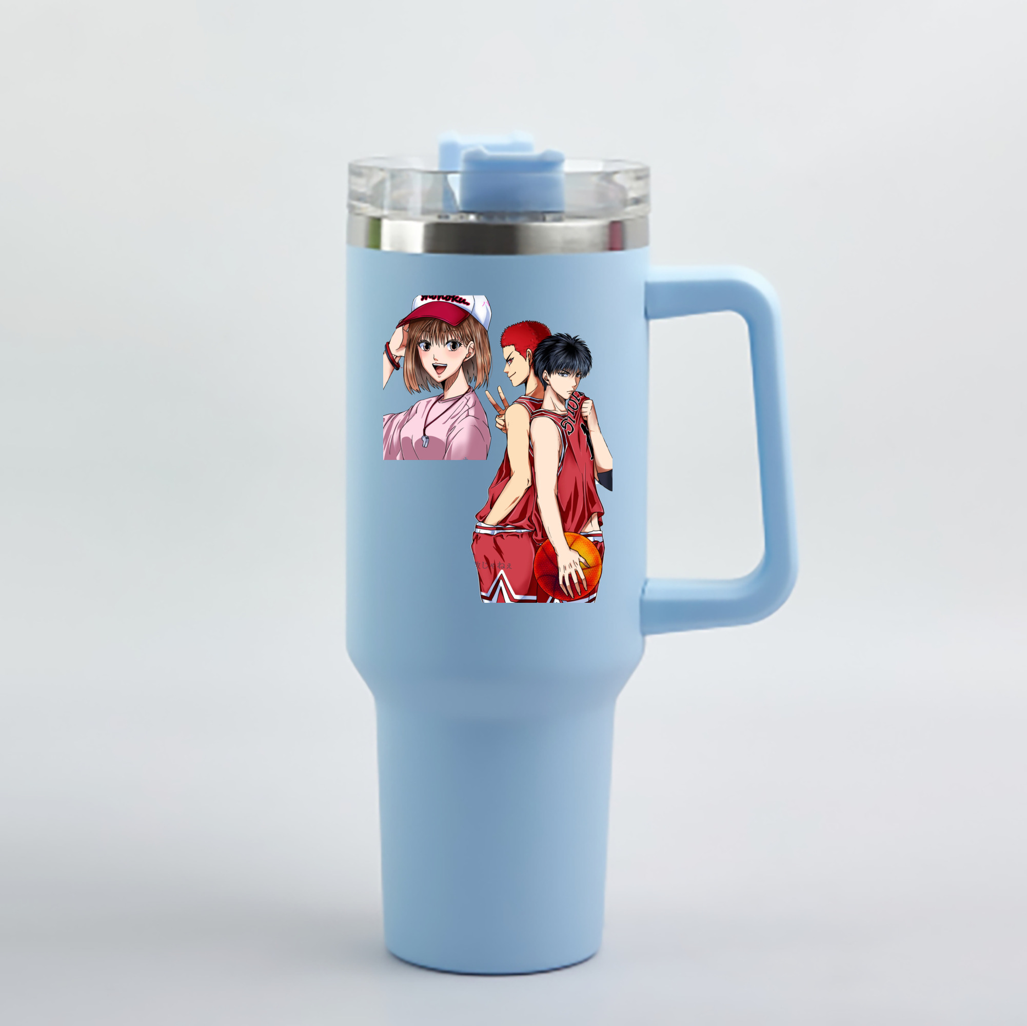 （画像用） SLAM DUNK／スラムダンク 1200mL車用タンブラー - クリスタルステッカー（プラスチックストロー付き）