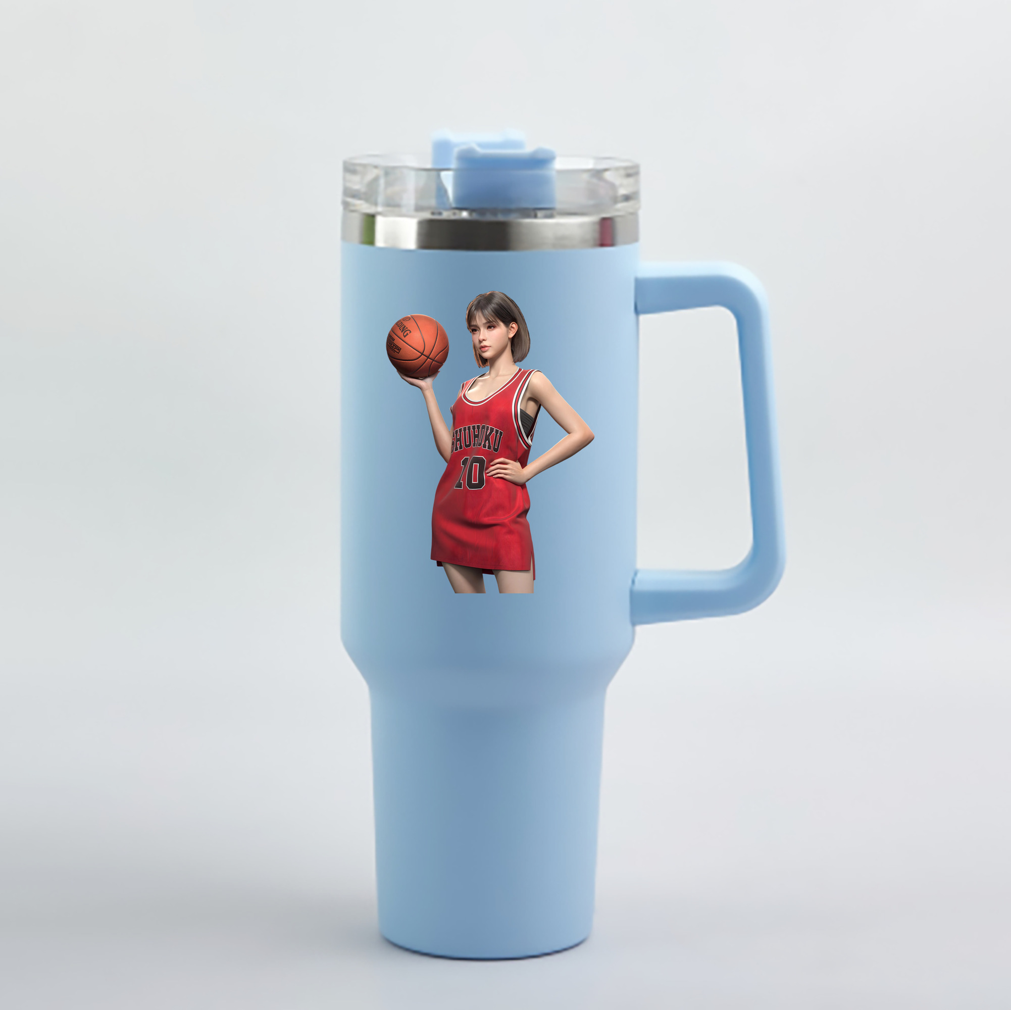 （画像用） SLAM DUNK／スラムダンク 1200mL車用タンブラー - クリスタルステッカー（プラスチックストロー付き）