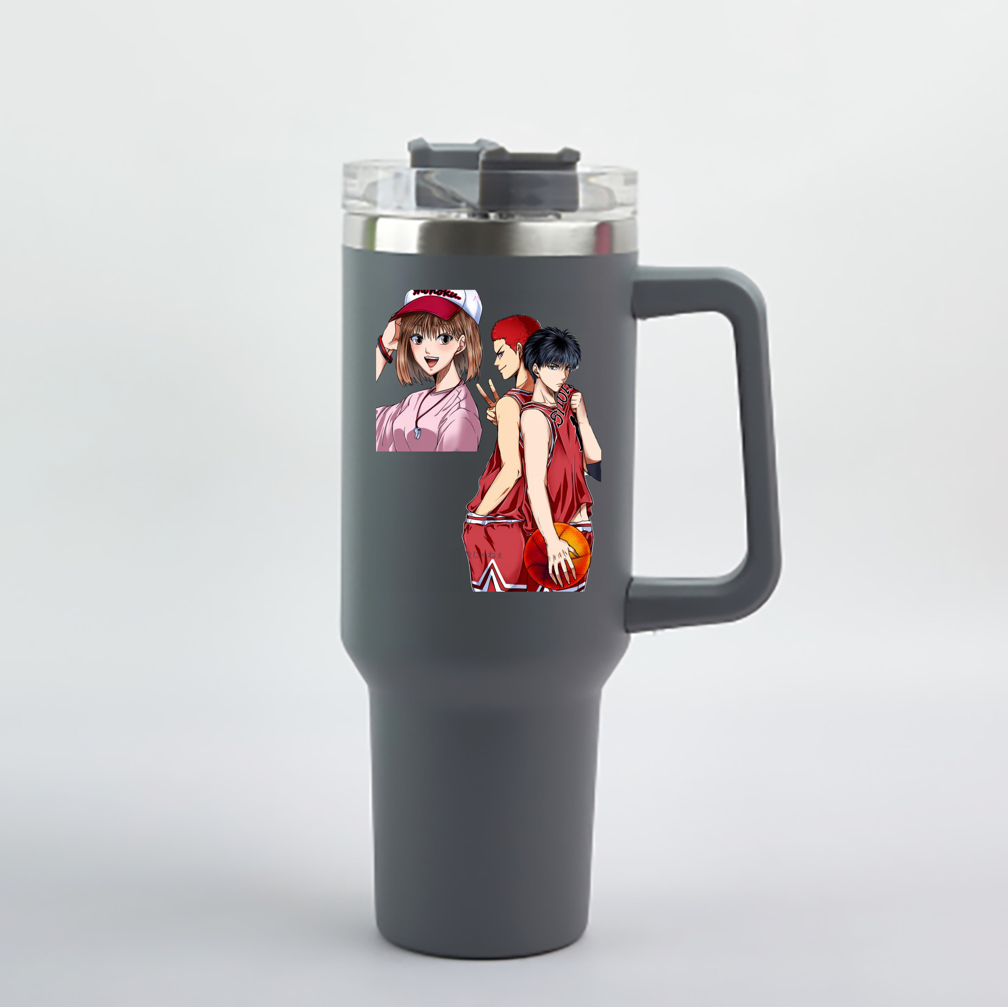 （画像用） SLAM DUNK／スラムダンク 1200mL車用タンブラー - クリスタルステッカー（プラスチックストロー付き）