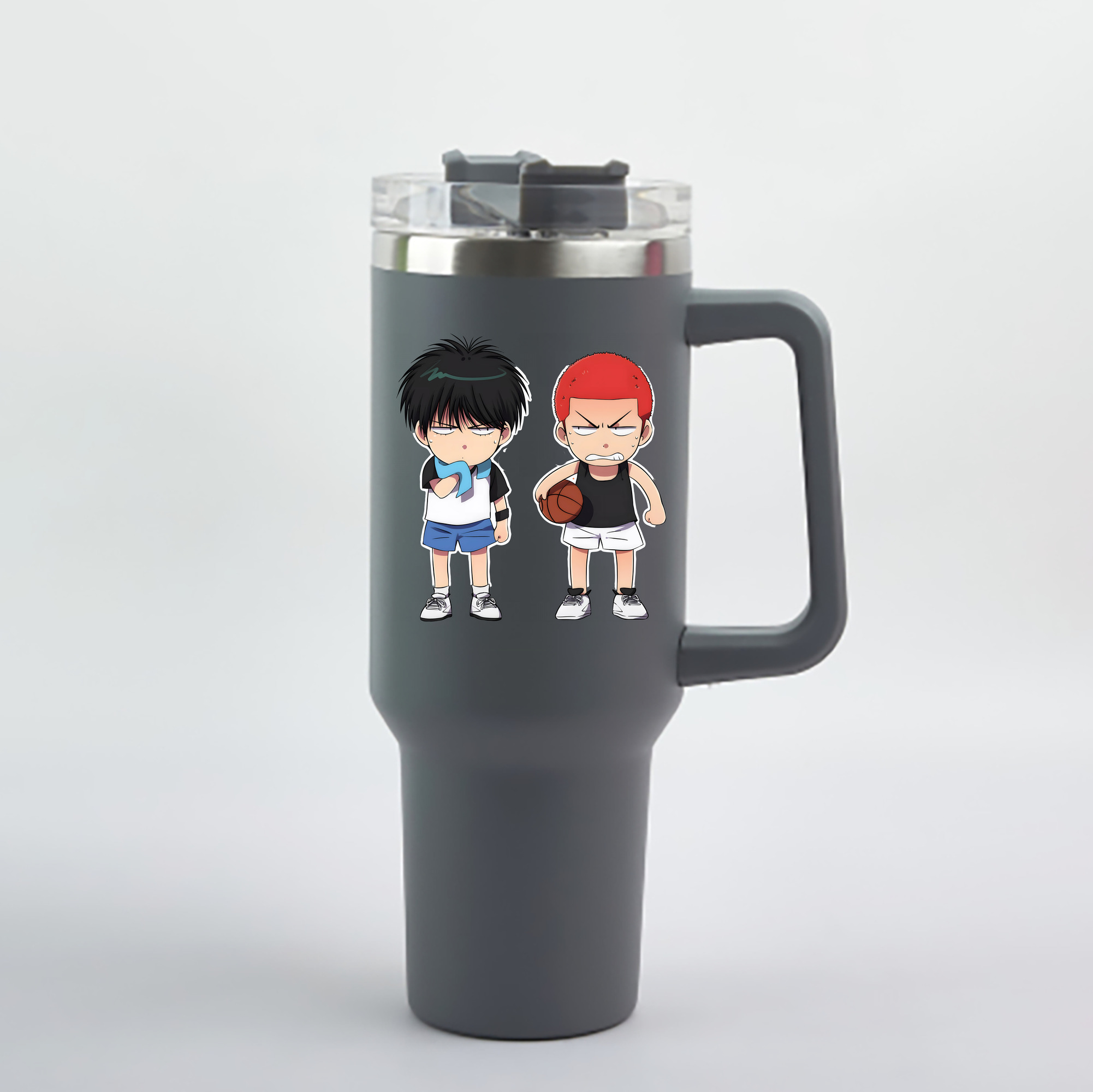 （画像用） SLAM DUNK／スラムダンク 1200mL車用タンブラー - クリスタルステッカー（プラスチックストロー付き）
