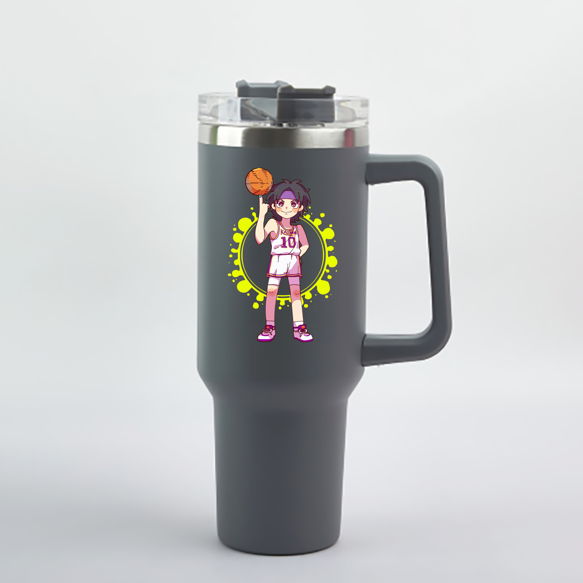 （画像用） SLAM DUNK／スラムダンク 1200mL車用タンブラー - クリスタルステッカー（プラスチックストロー付き）