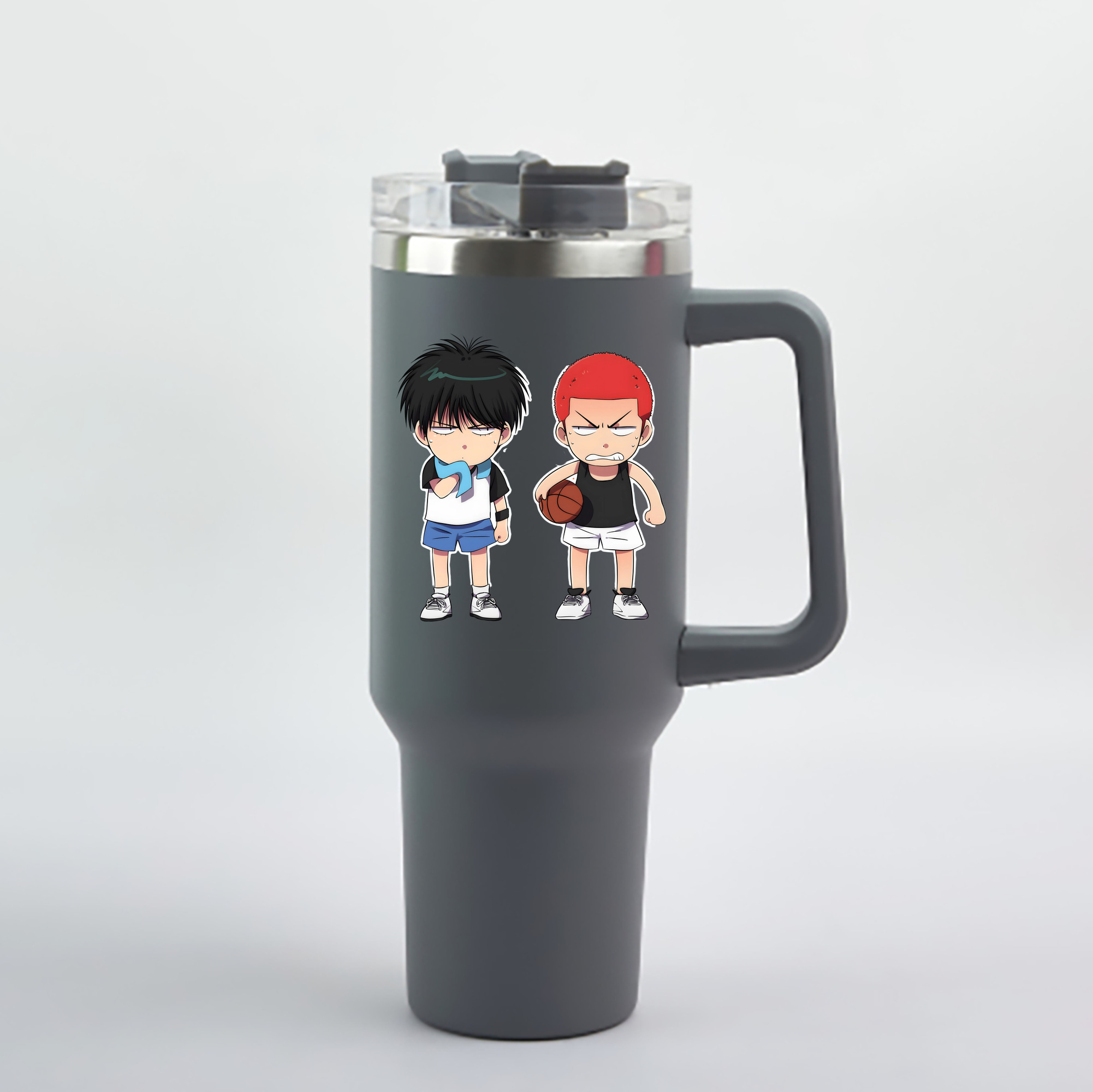 （画像用） SLAM DUNK／スラムダンク 1200mL車用タンブラー - クリスタルステッカー（プラスチックストロー付き）