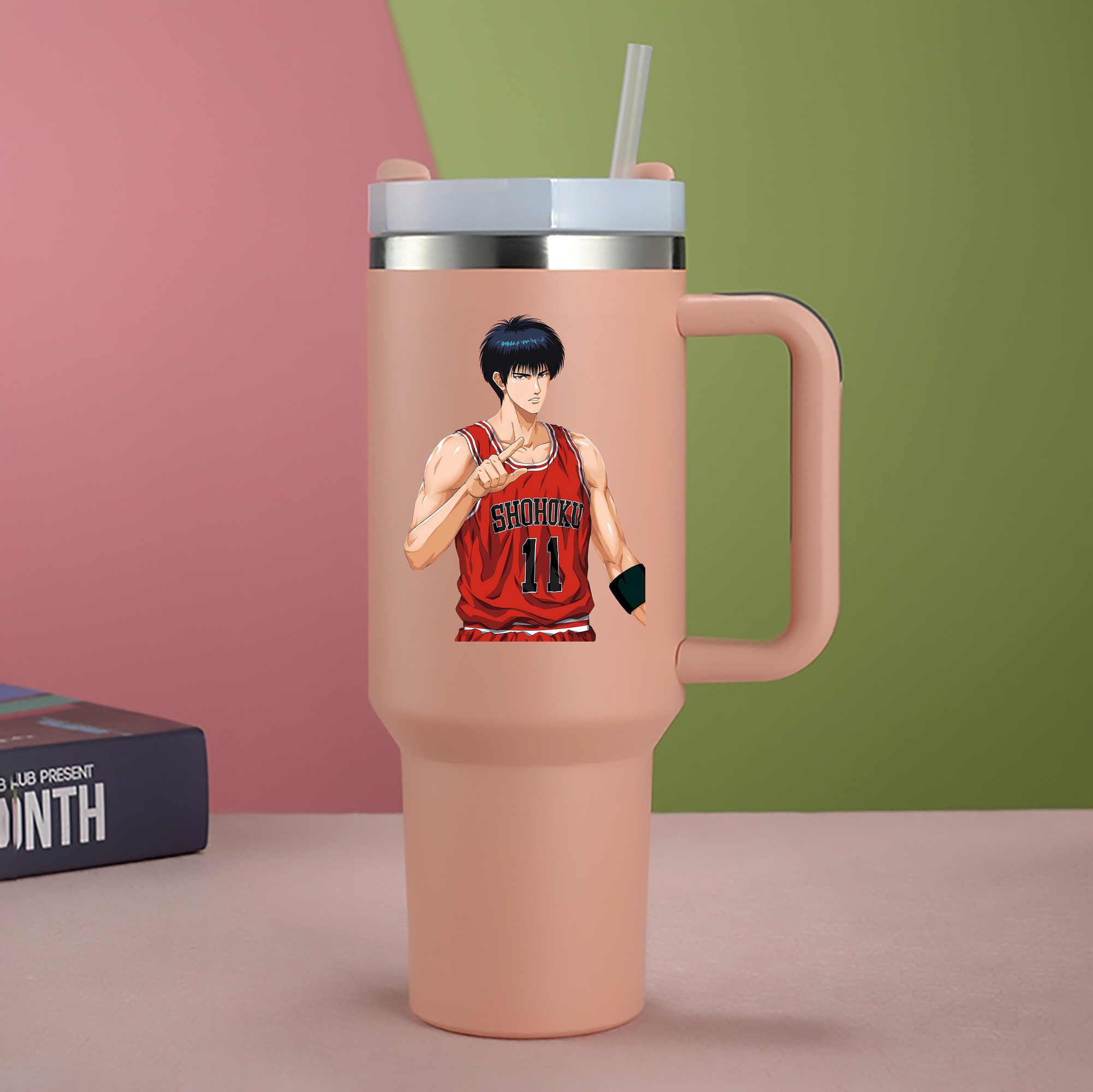 （画像用） SLAM DUNK／スラムダンク 1200mL車用タンブラー - クリスタルステッカー（プラスチックストロー付き）