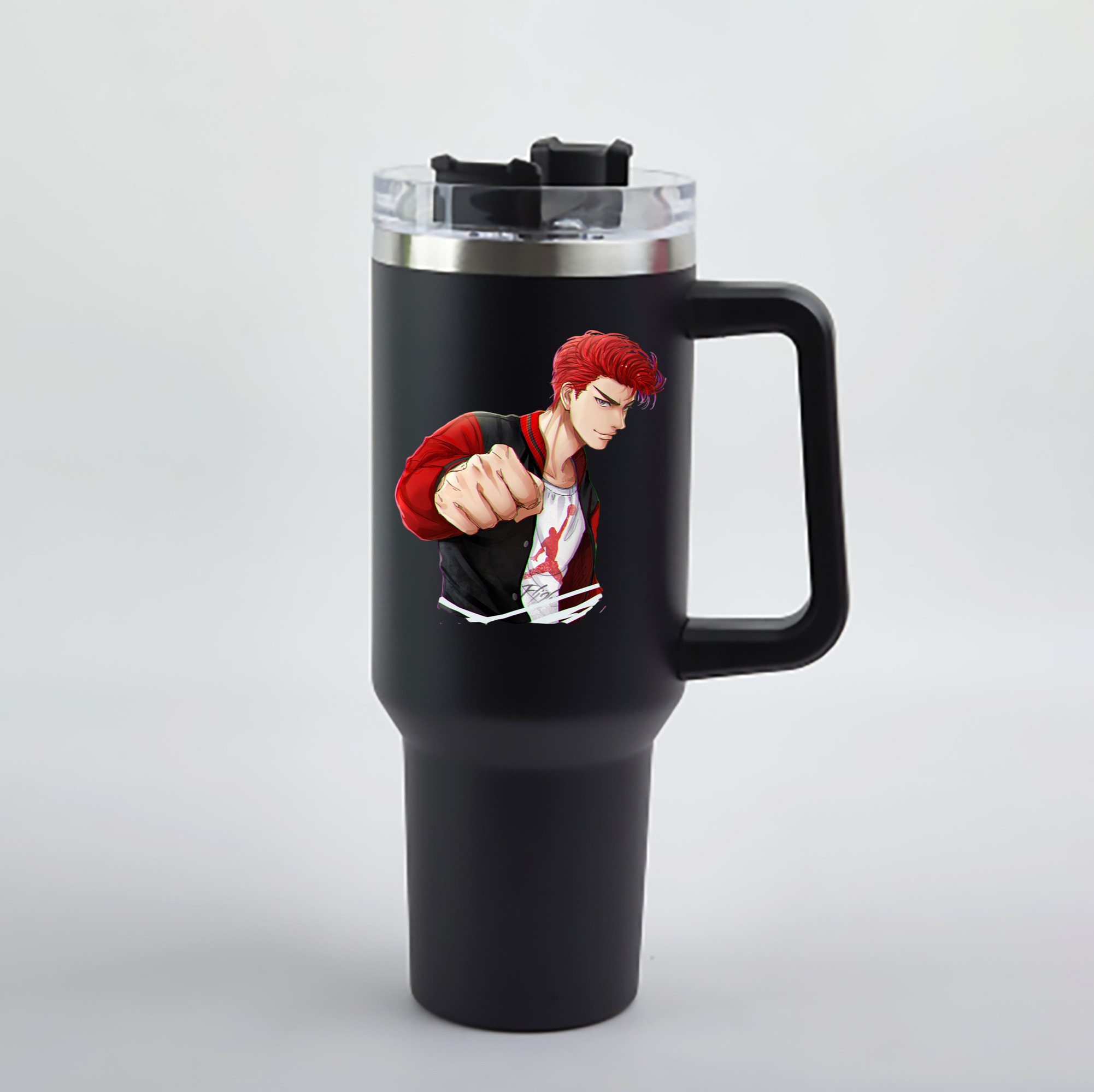 （画像用） SLAM DUNK／スラムダンク 1200mL車用タンブラー - クリスタルステッカー（プラスチックストロー付き）