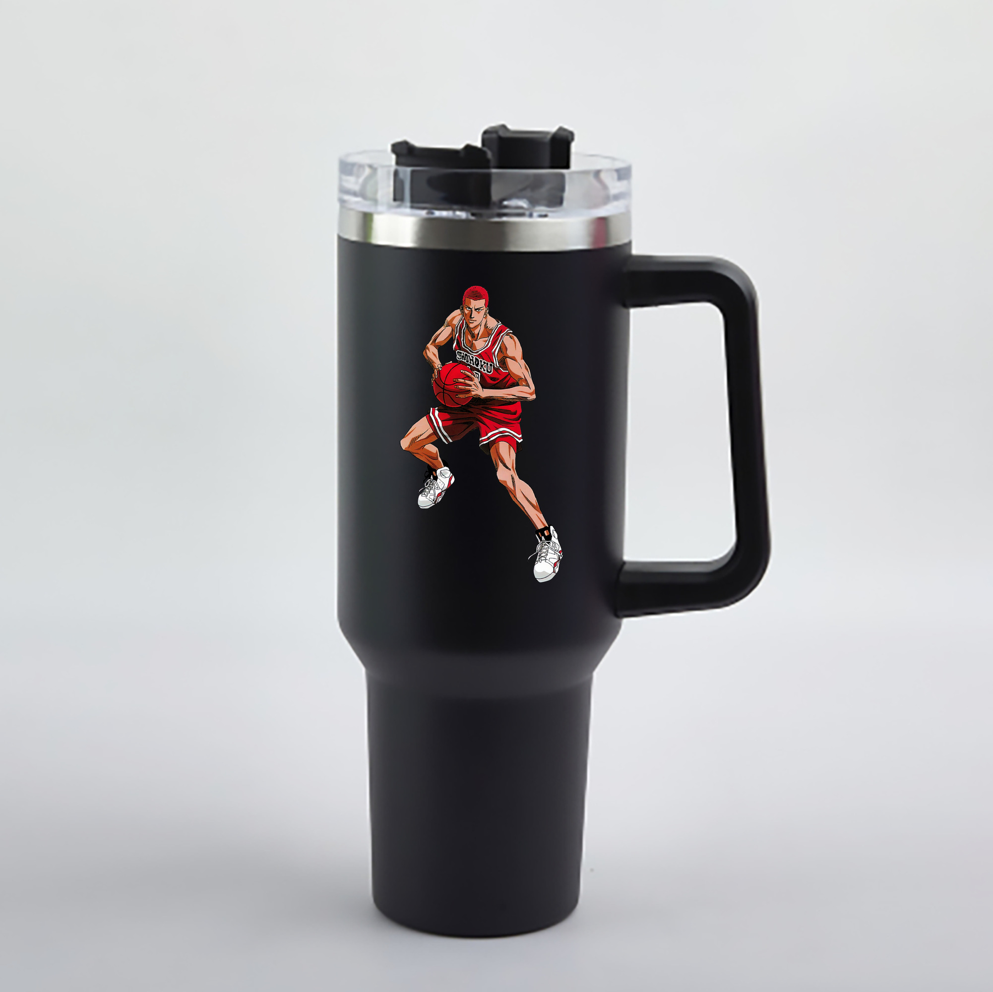 （画像用） SLAM DUNK／スラムダンク 1200mL車用タンブラー - クリスタルステッカー（プラスチックストロー付き）
