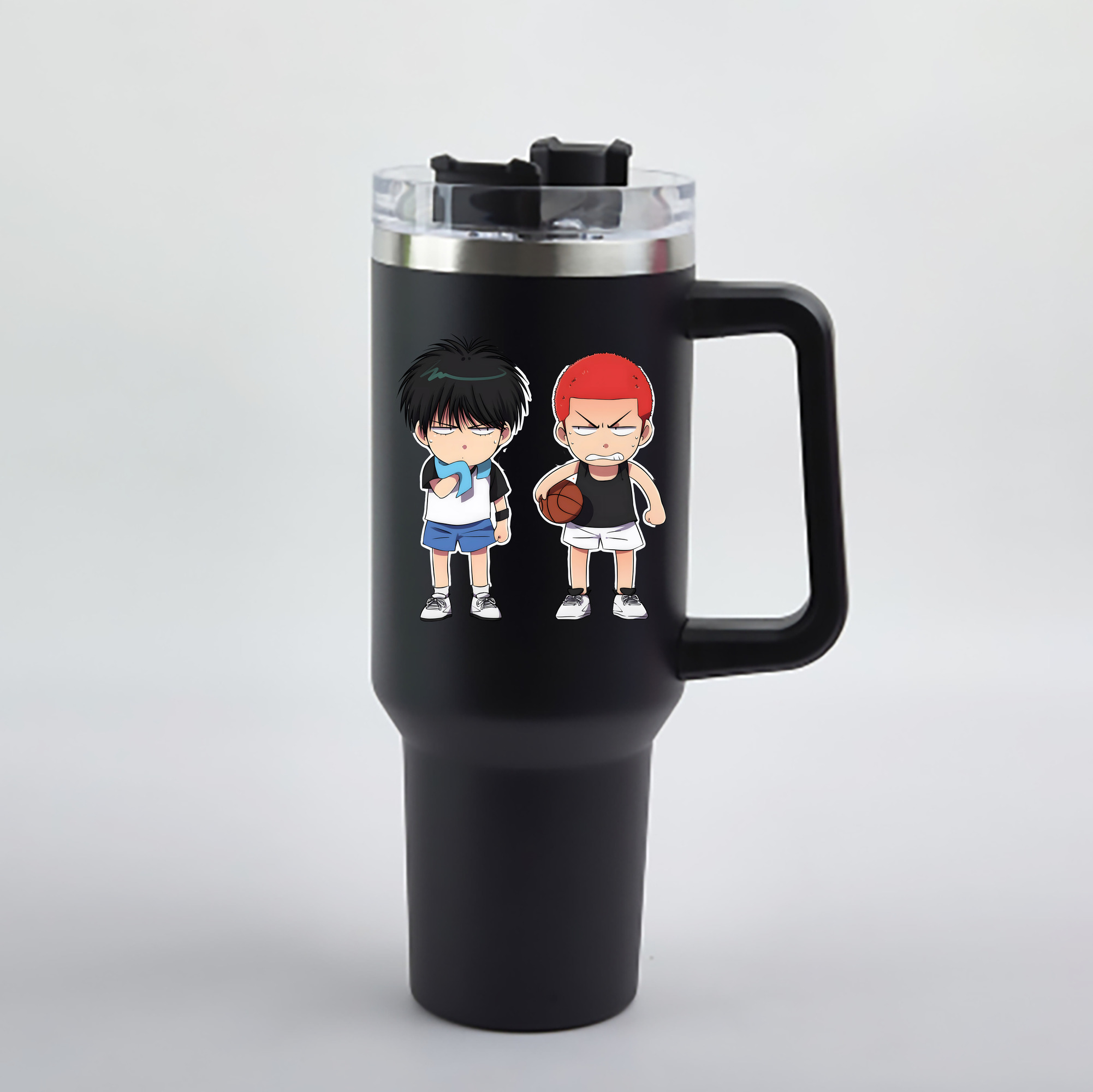 （画像用） SLAM DUNK／スラムダンク 1200mL車用タンブラー - クリスタルステッカー（プラスチックストロー付き）