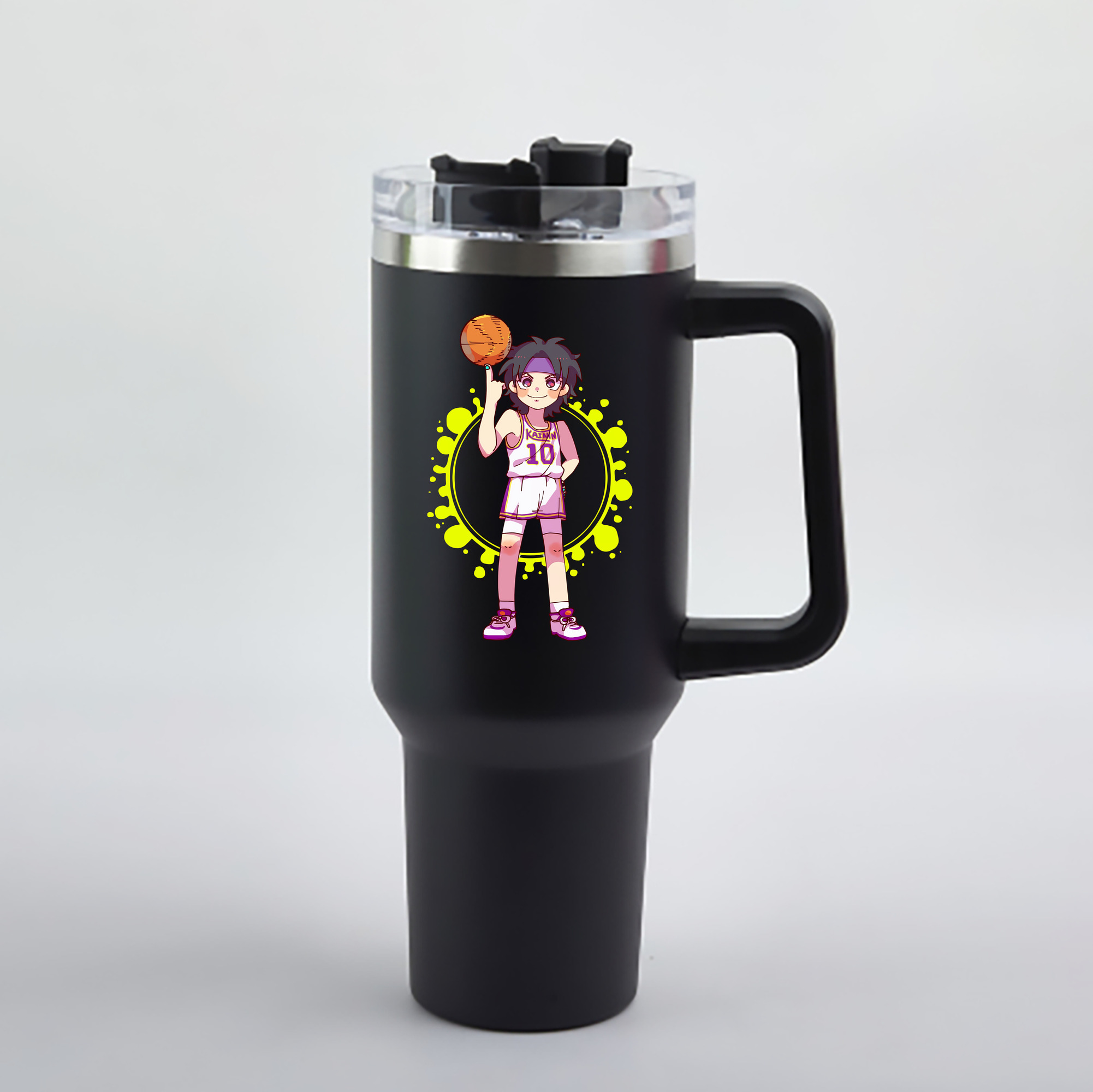 （画像用） SLAM DUNK／スラムダンク 1200mL車用タンブラー - クリスタルステッカー（プラスチックストロー付き）