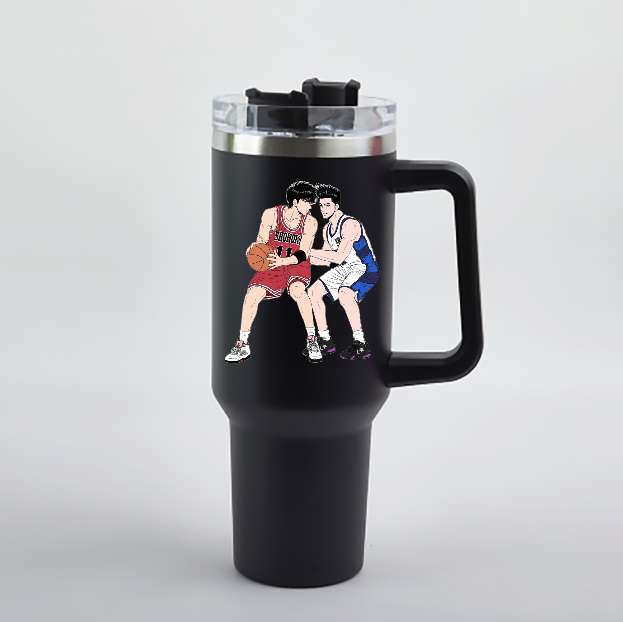 （画像用） SLAM DUNK／スラムダンク 1200mL車用タンブラー - クリスタルステッカー（プラスチックストロー付き）