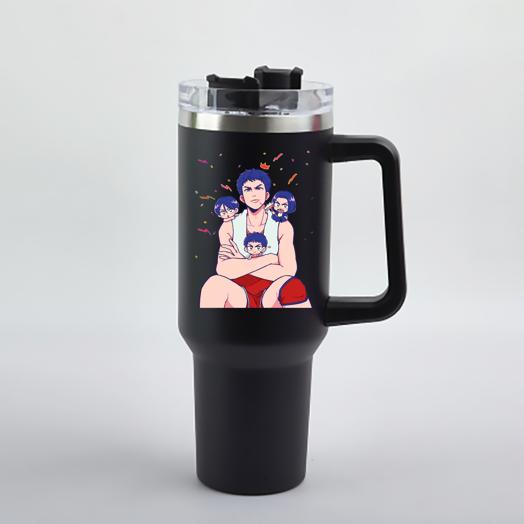 （画像用） SLAM DUNK／スラムダンク 1200mL車用タンブラー - クリスタルステッカー（プラスチックストロー付き）