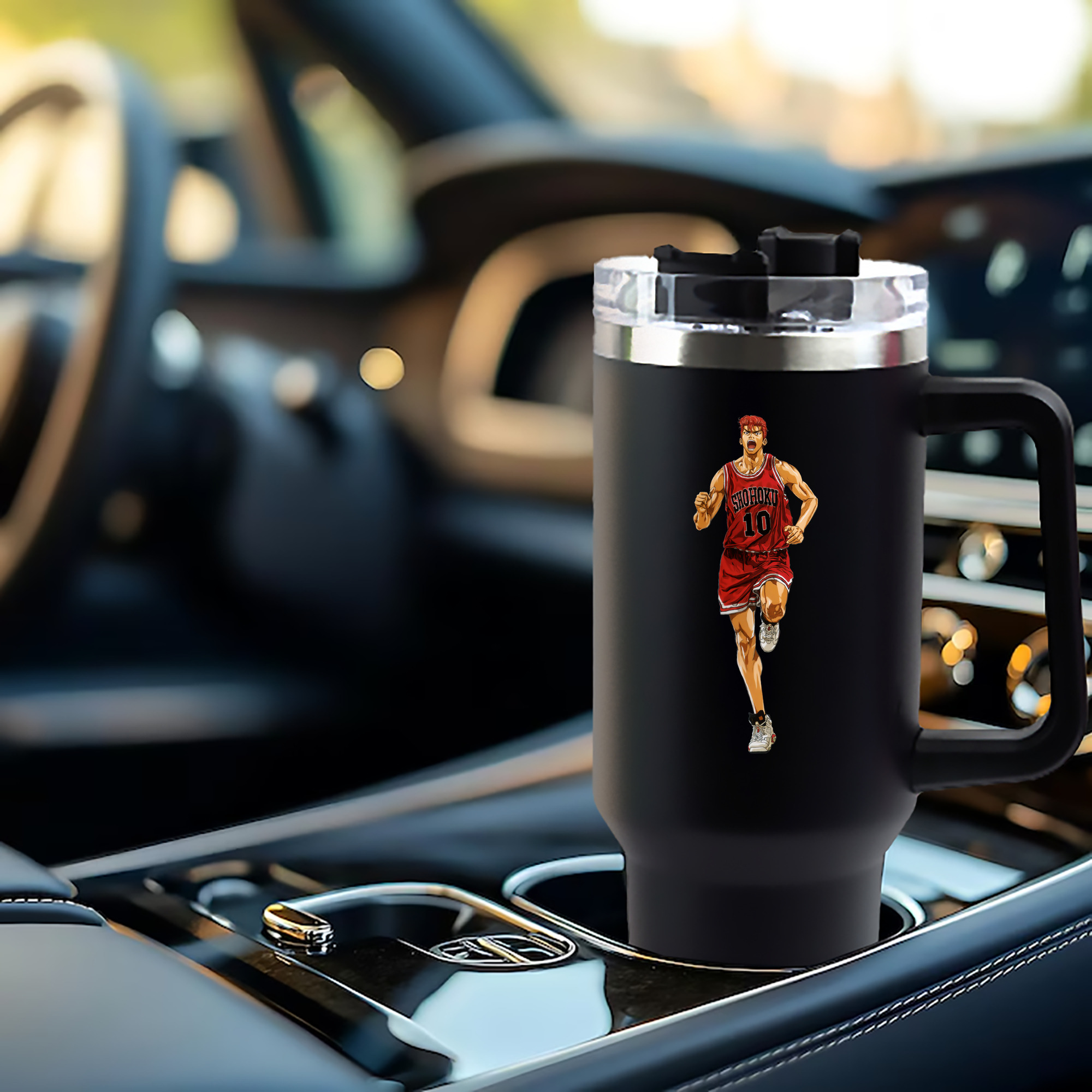 SLAM DUNK／スラムダンク 1200mL車用タンブラー - クリスタルステッカー（プラスチックストロー付き）