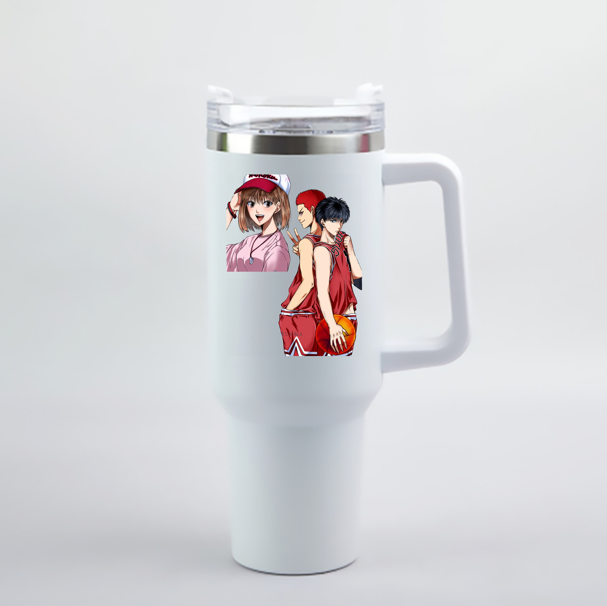 （画像用） SLAM DUNK／スラムダンク 1200mL車用タンブラー - クリスタルステッカー（プラスチックストロー付き）