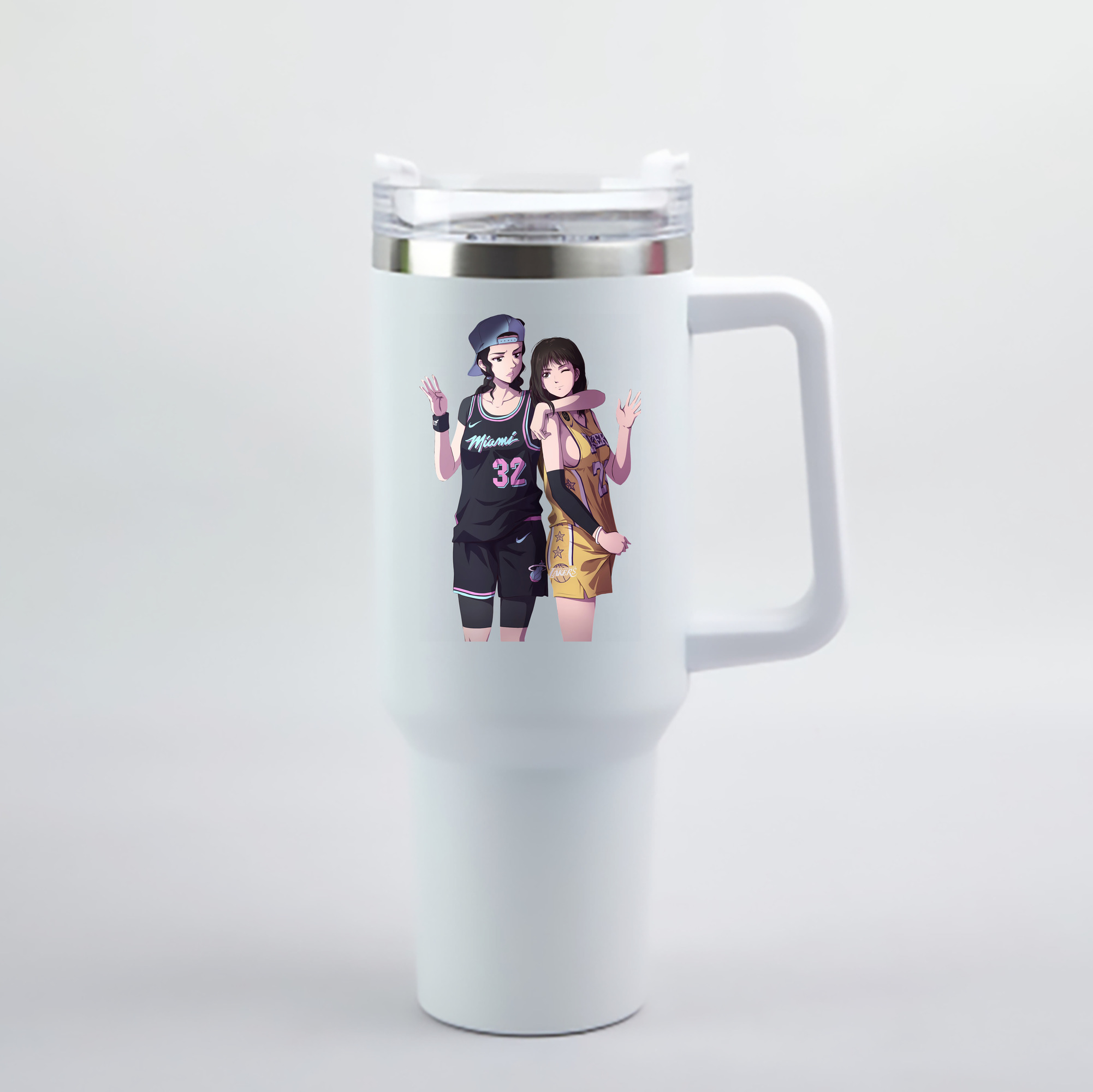 （画像用） SLAM DUNK／スラムダンク 1200mL車用タンブラー - クリスタルステッカー（プラスチックストロー付き）