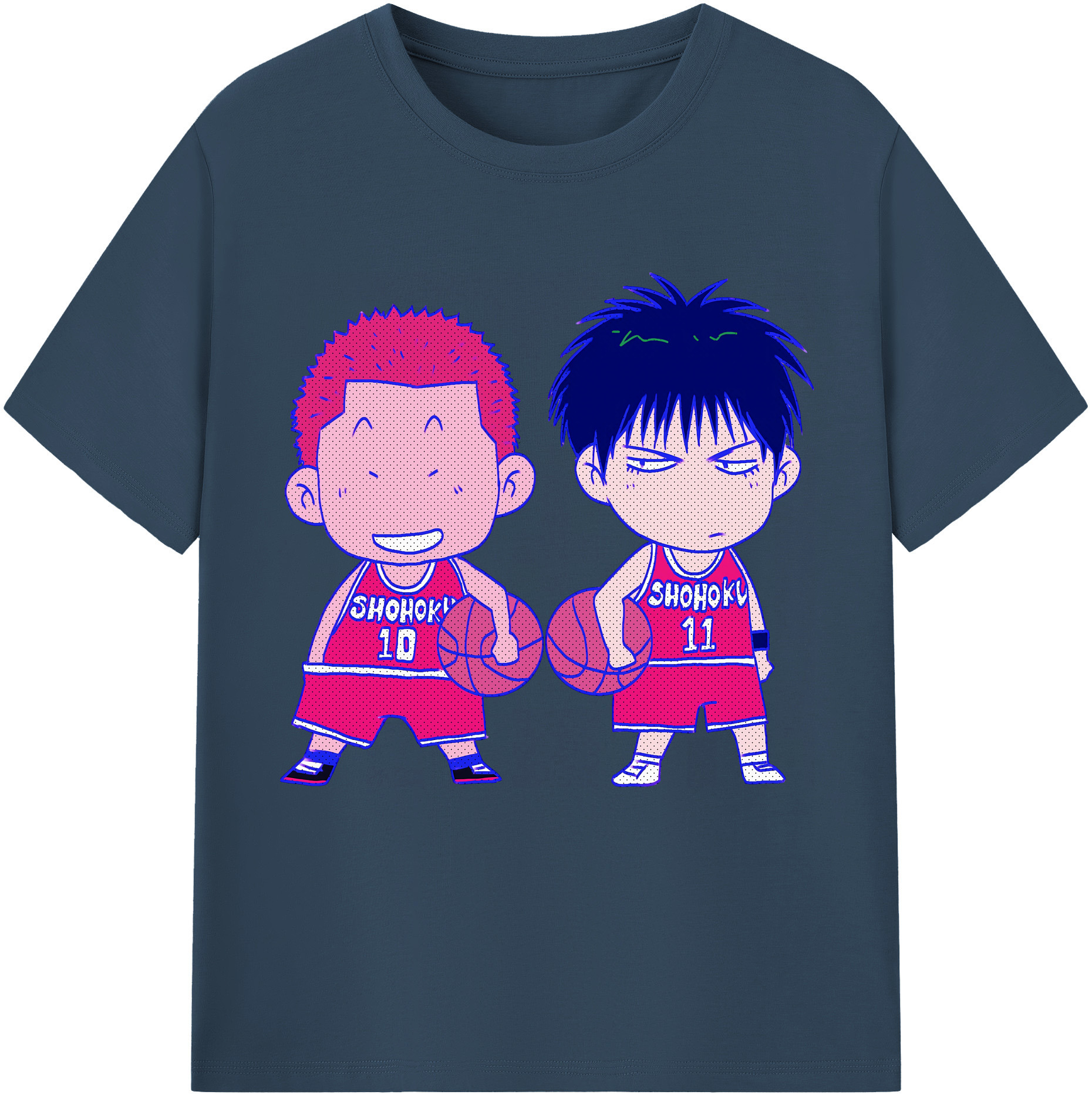 SLAM DUNK／スラムダンク 綿100％半袖Tシャツ（フロントプリント）