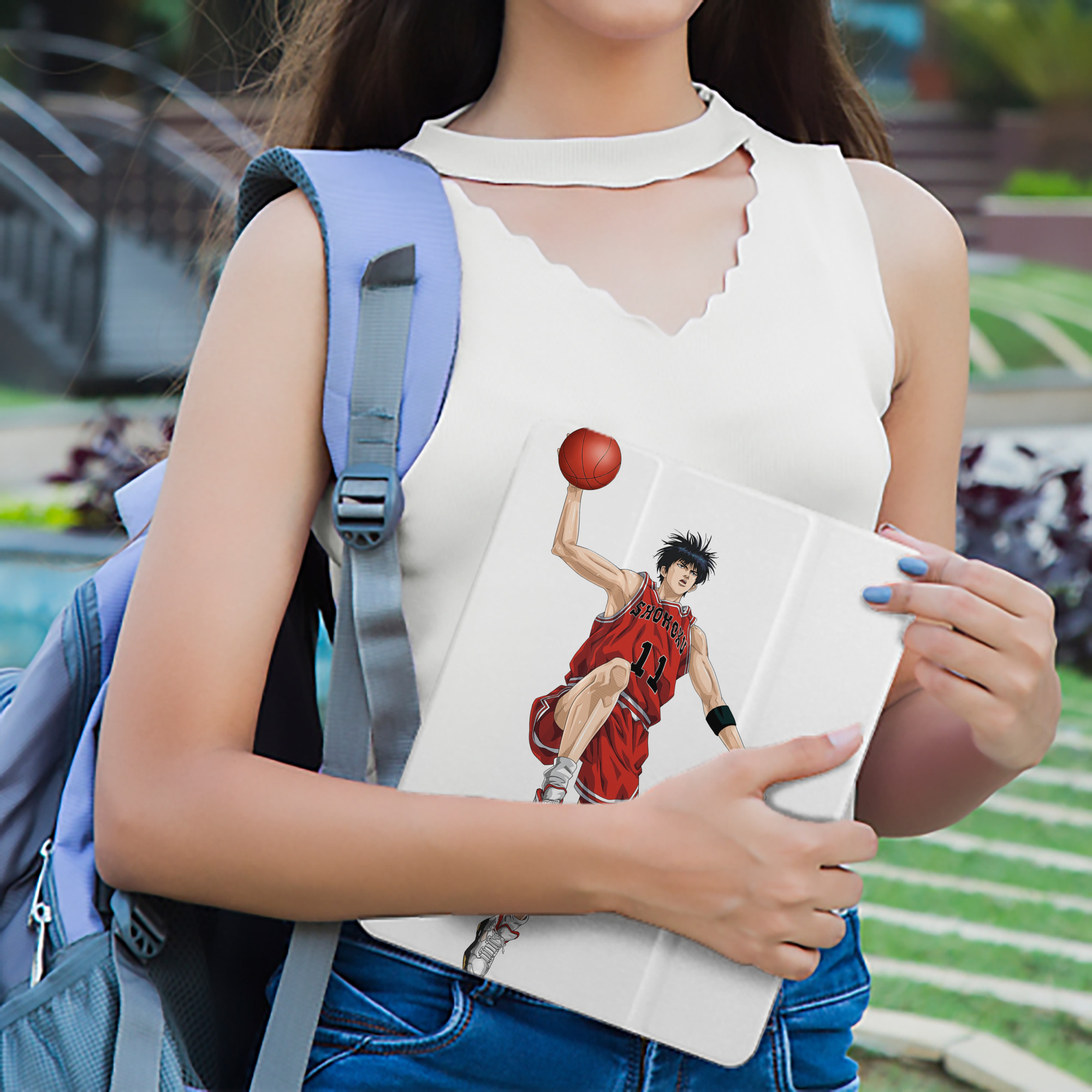 SLAM DUNK／スラムダンク IPad ケース ペン収納付き 三つ折りスタンド PUレザー×シリコン 対応機種9.5/10.5/10.9インチ