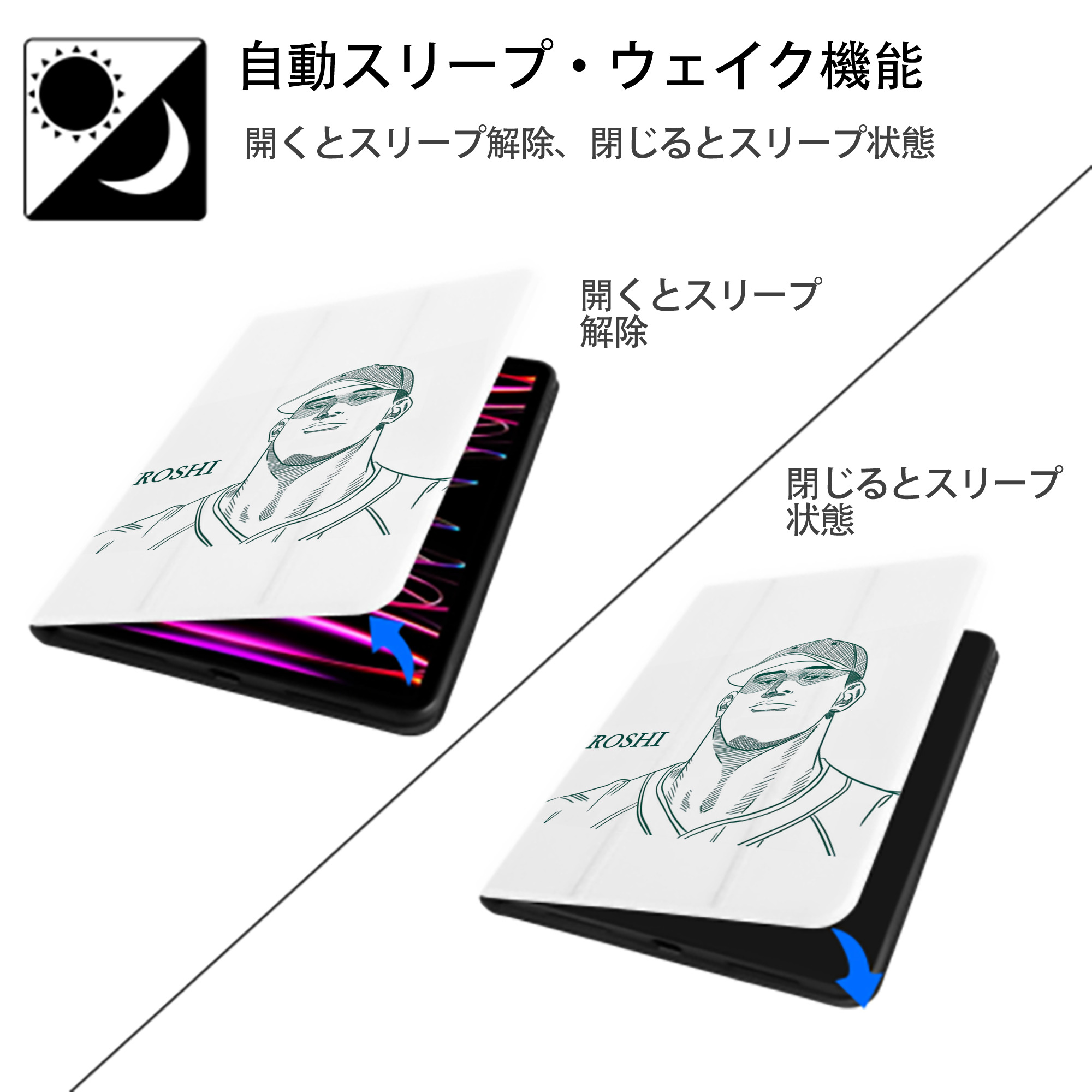 SLAM DUNK／スラムダンク IPad ケース ペン収納付き 三つ折りスタンド PUレザー×シリコン 対応機種9.5/10.5/10.9インチ