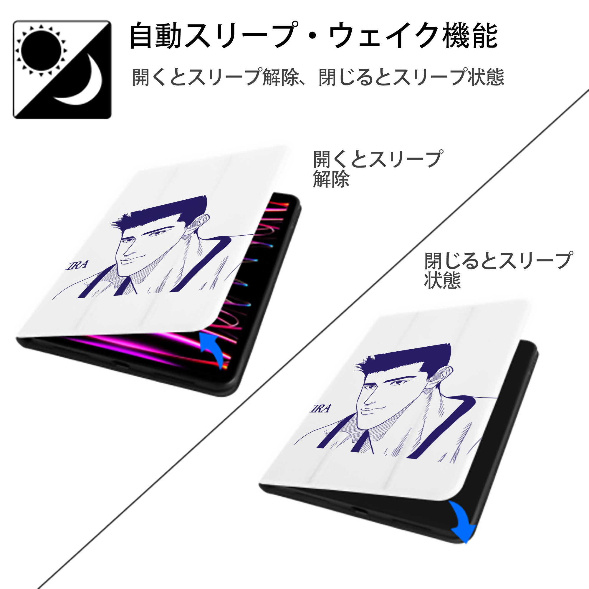 SLAM DUNK／スラムダンク IPad ケース ペン収納付き 三つ折りスタンド PUレザー×シリコン 対応機種9.5/10.5/10.9インチ