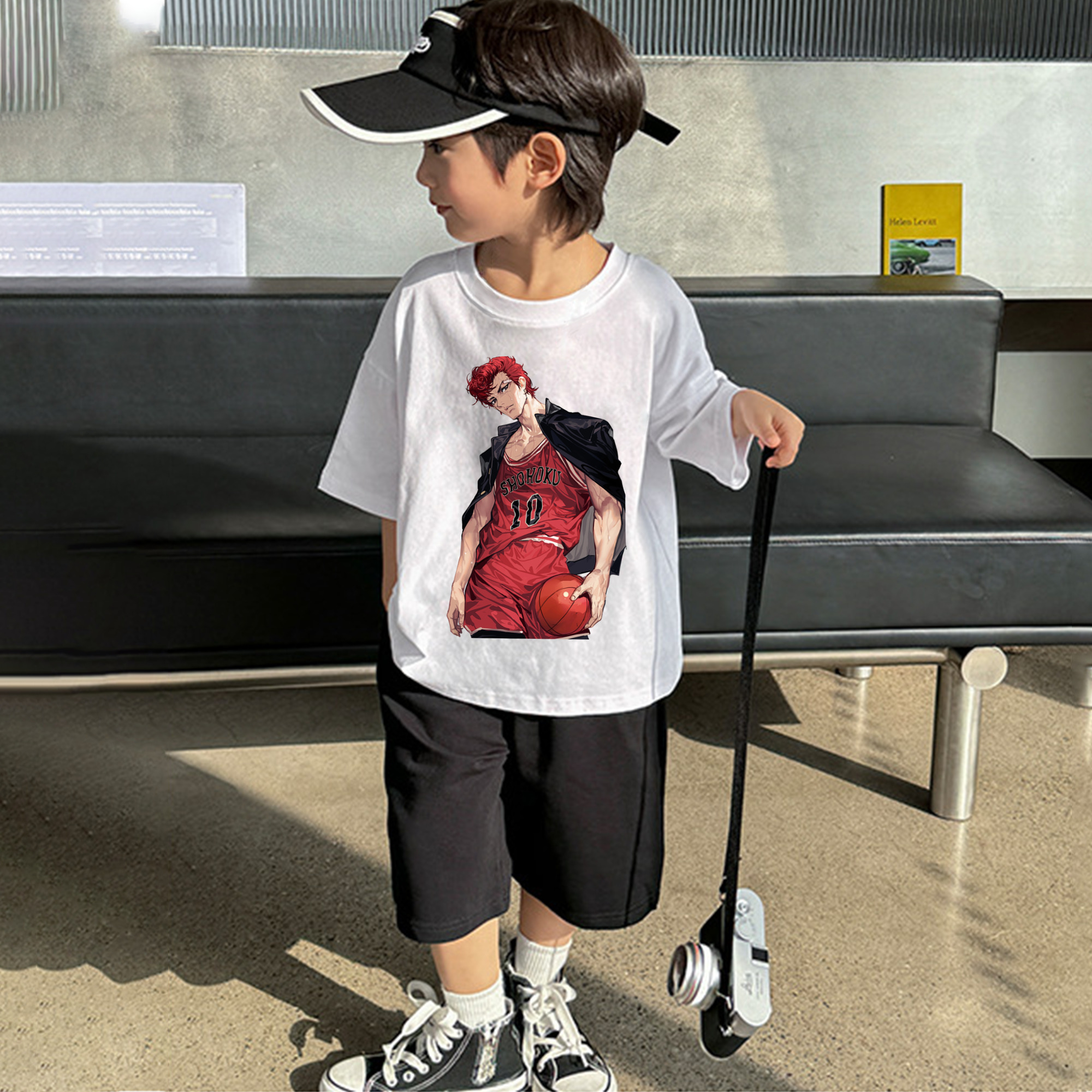 SLAM DUNK／スラムダンク 綿100％キッズTシャツ（フロントプリント）