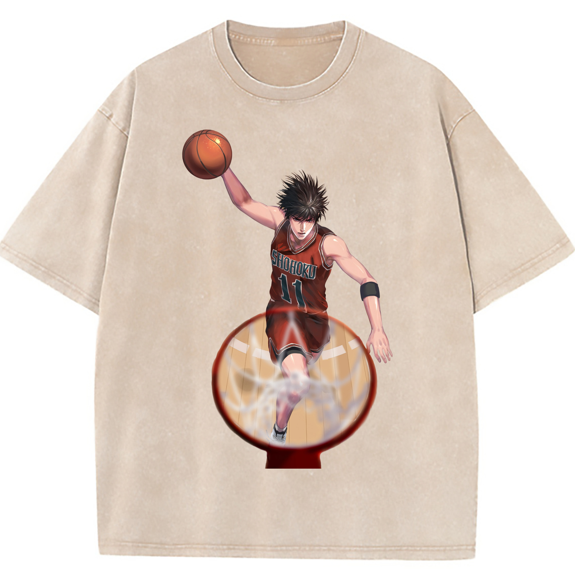 （画像用） SLAM DUNK／スラムダンク 綿100% ヴィンテージ風 半袖Tシャツ（フロントプリント）