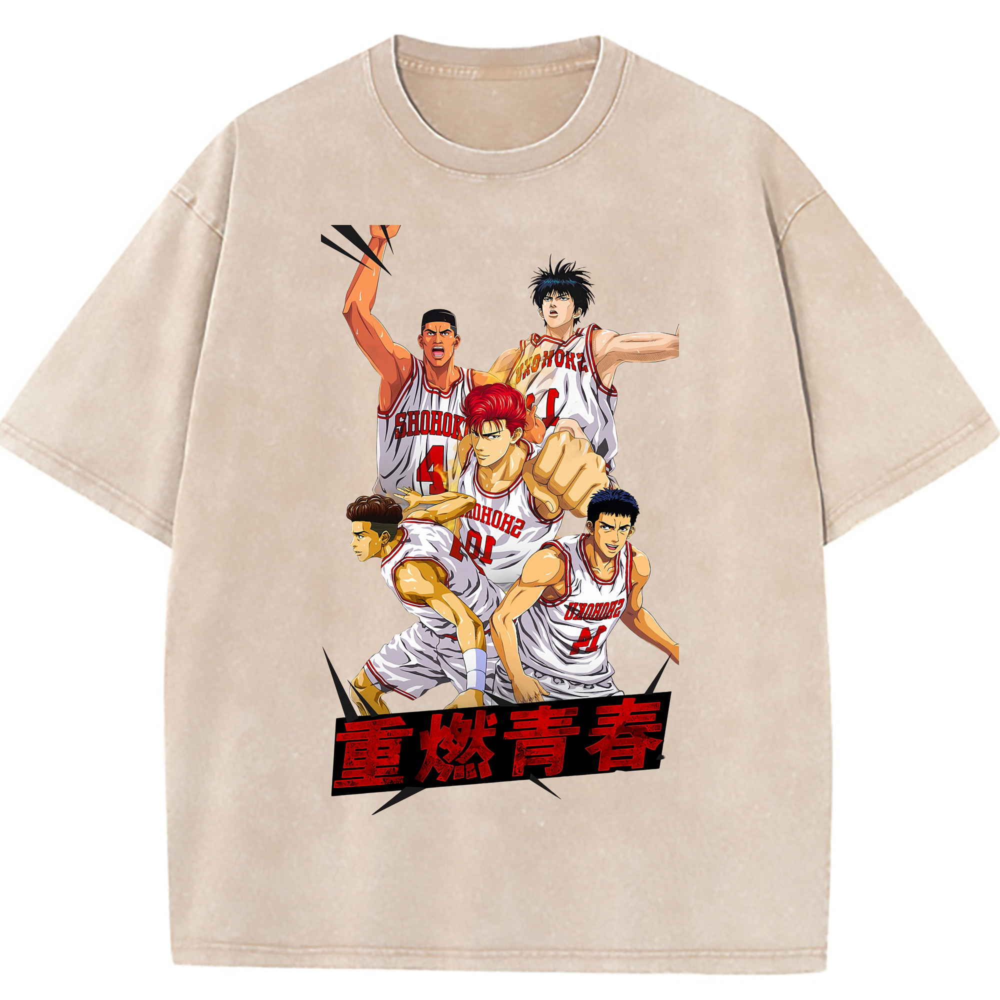 （画像用） SLAM DUNK／スラムダンク 綿100% ヴィンテージ風 半袖Tシャツ（フロントプリント）