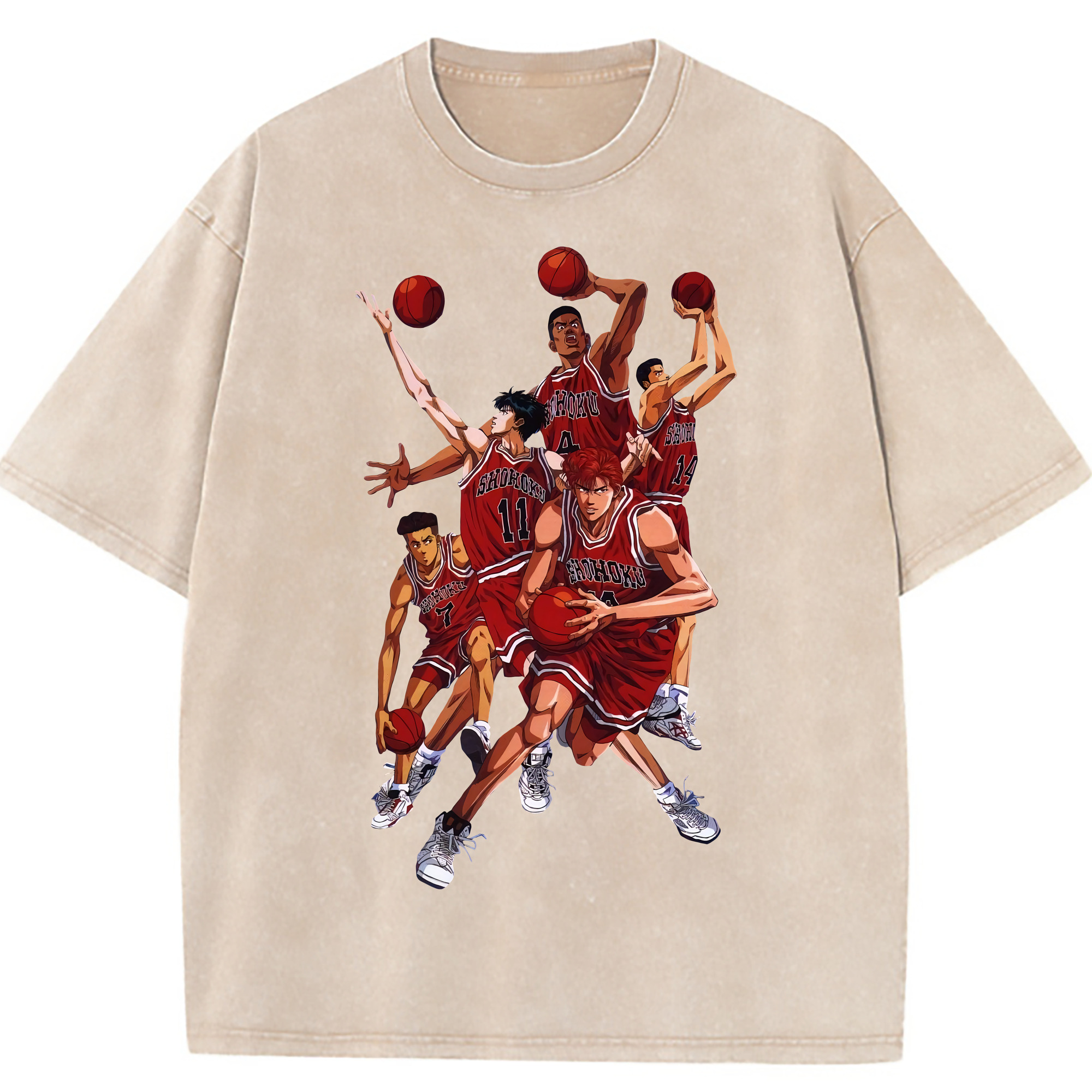（画像用） SLAM DUNK／スラムダンク 綿100% ヴィンテージ風 半袖Tシャツ（フロントプリント）