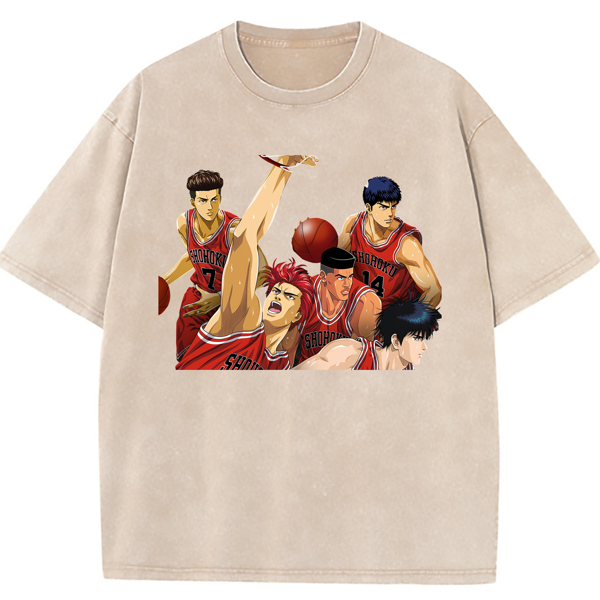 （画像用） SLAM DUNK／スラムダンク 綿100% ヴィンテージ風 半袖Tシャツ（フロントプリント）