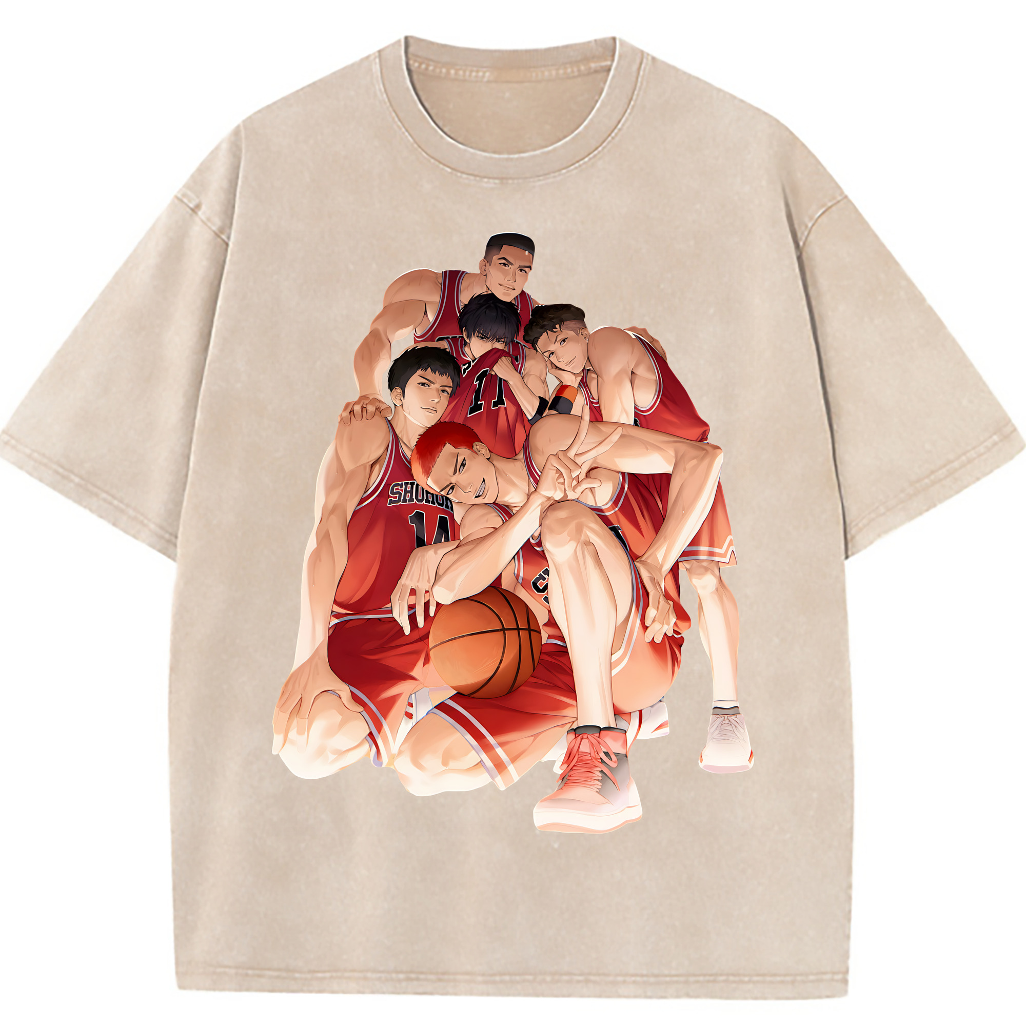 （画像用） SLAM DUNK／スラムダンク 綿100% ヴィンテージ風 半袖Tシャツ（フロントプリント）