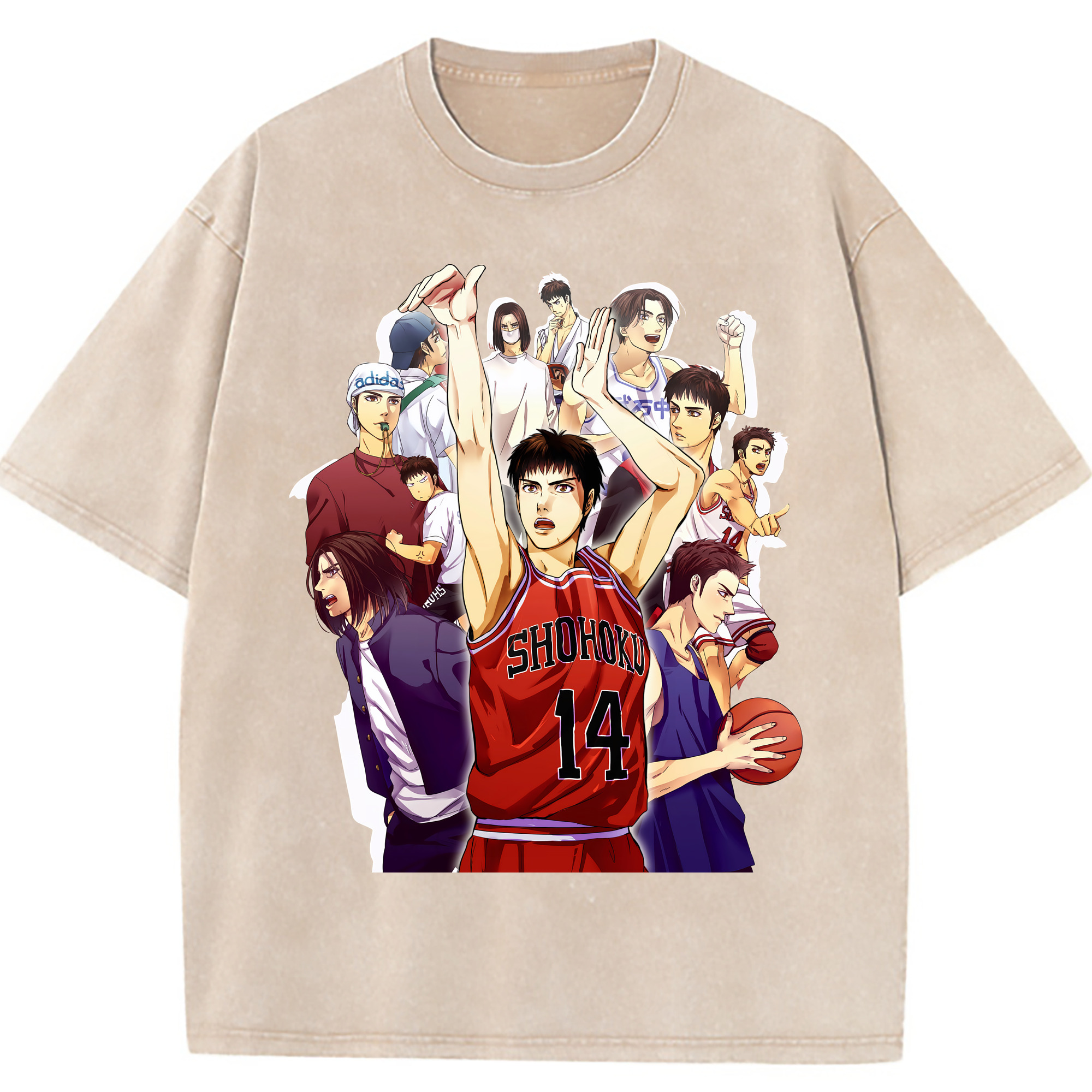 （画像用） SLAM DUNK／スラムダンク 綿100% ヴィンテージ風 半袖Tシャツ（フロントプリント）