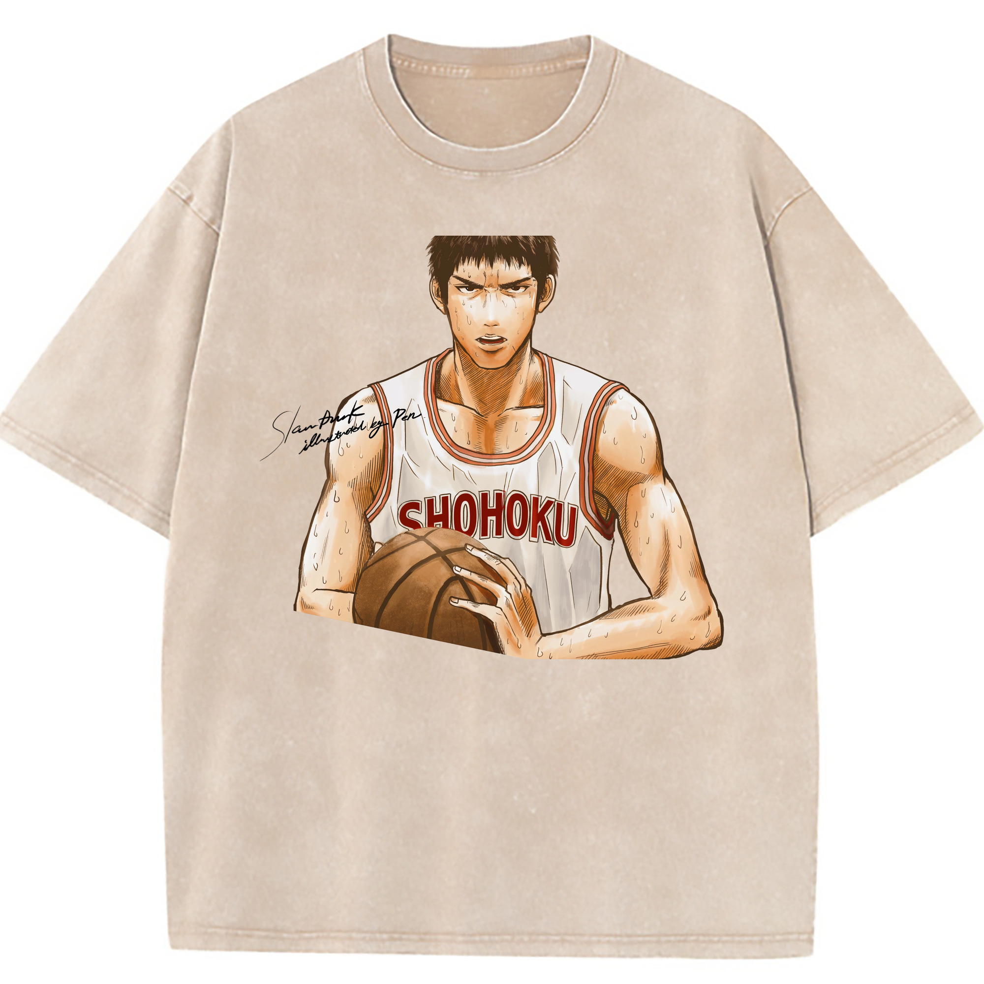 （画像用） SLAM DUNK／スラムダンク 綿100% ヴィンテージ風 半袖Tシャツ（フロントプリント）