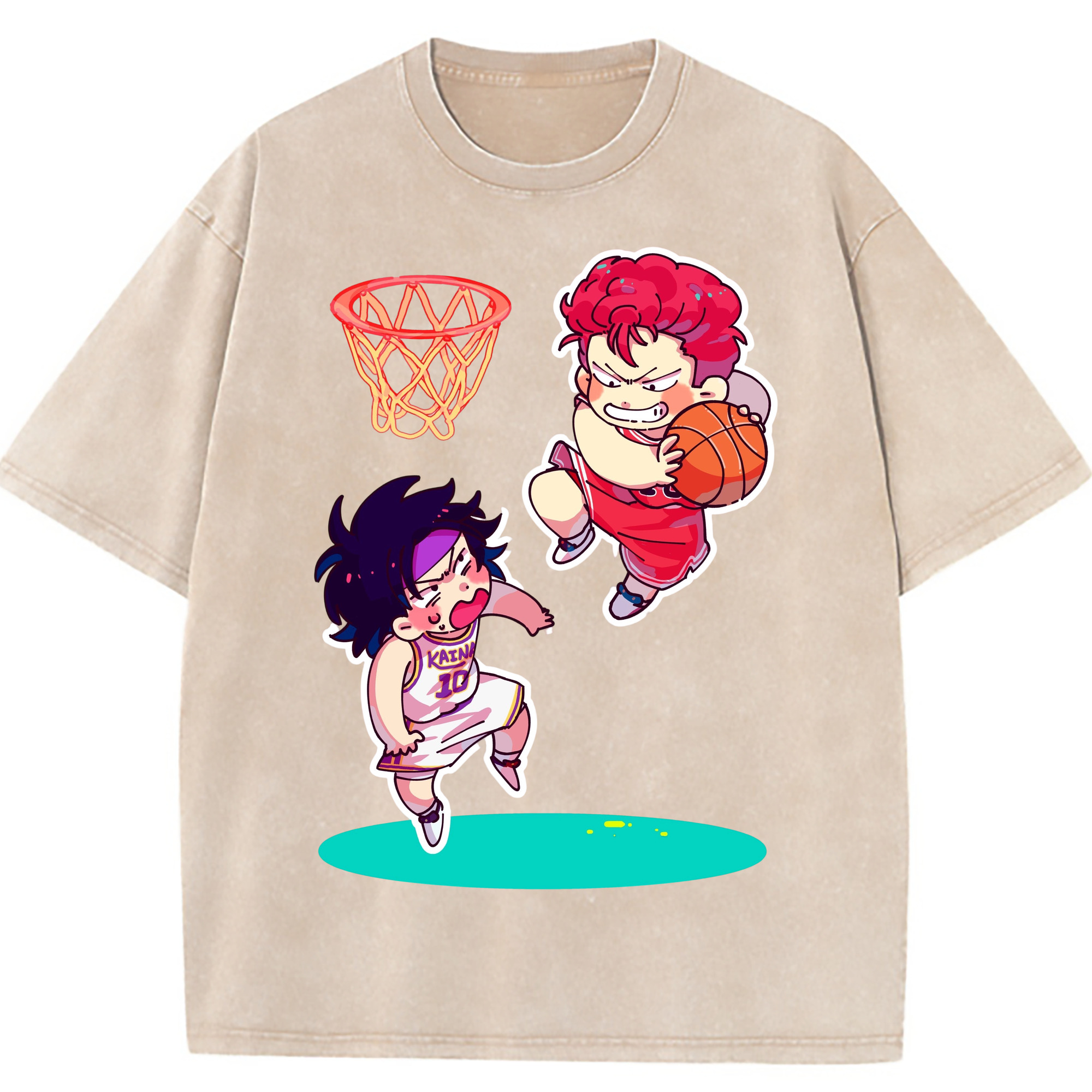 （画像用） SLAM DUNK／スラムダンク 綿100% ヴィンテージ風 半袖Tシャツ（フロントプリント）