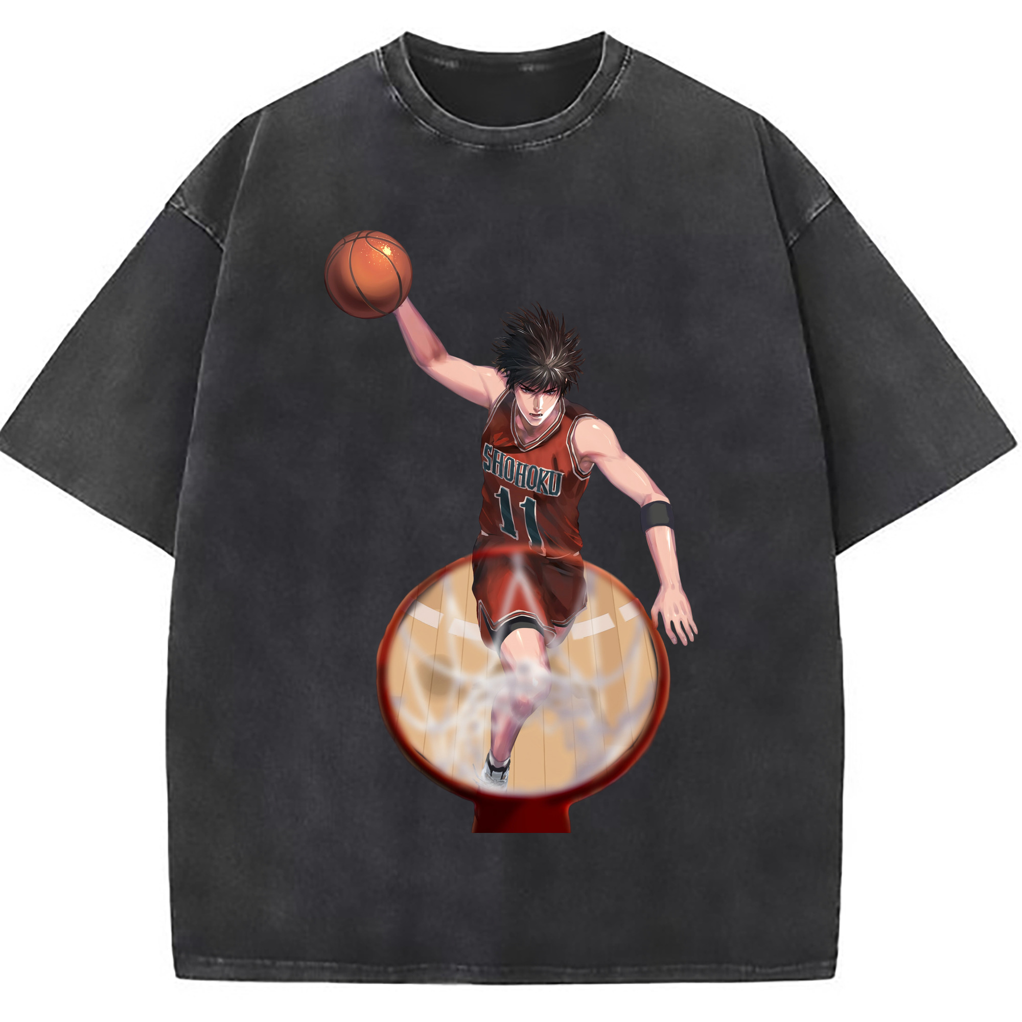 （画像用） SLAM DUNK／スラムダンク 綿100% ヴィンテージ風 半袖Tシャツ（フロントプリント）