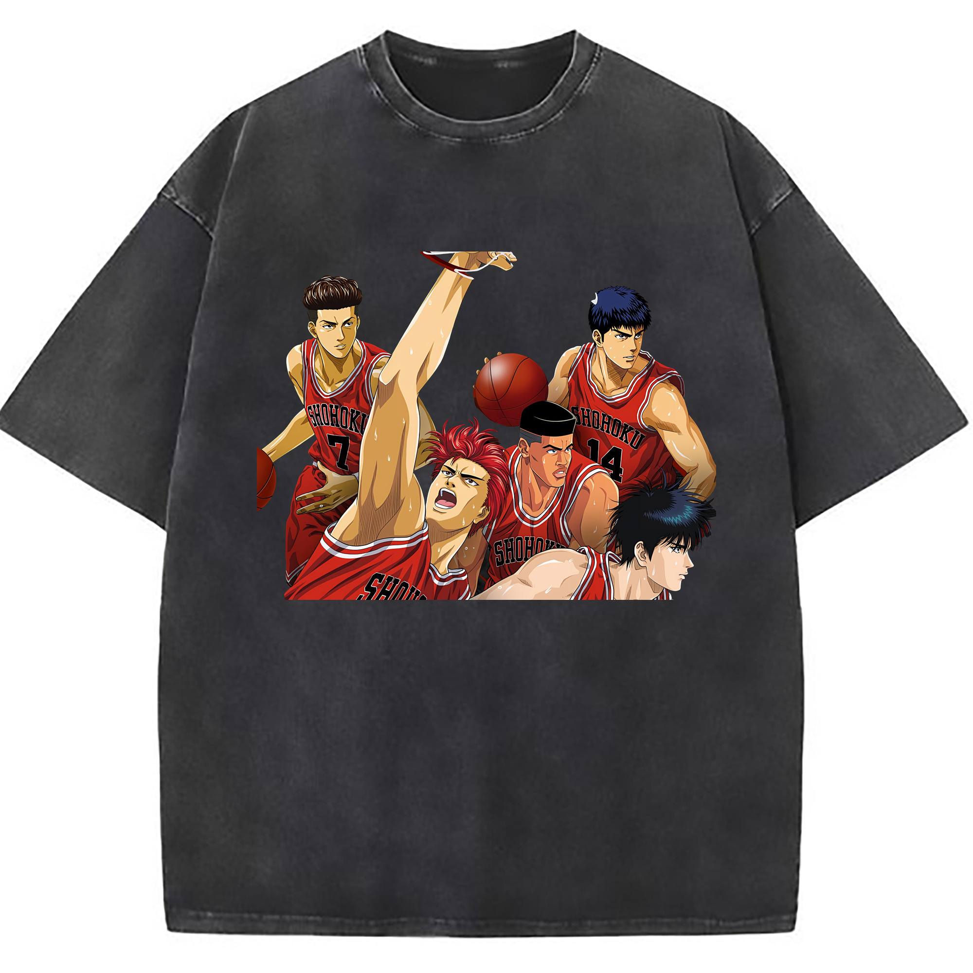 （画像用） SLAM DUNK／スラムダンク 綿100% ヴィンテージ風 半袖Tシャツ（フロントプリント）