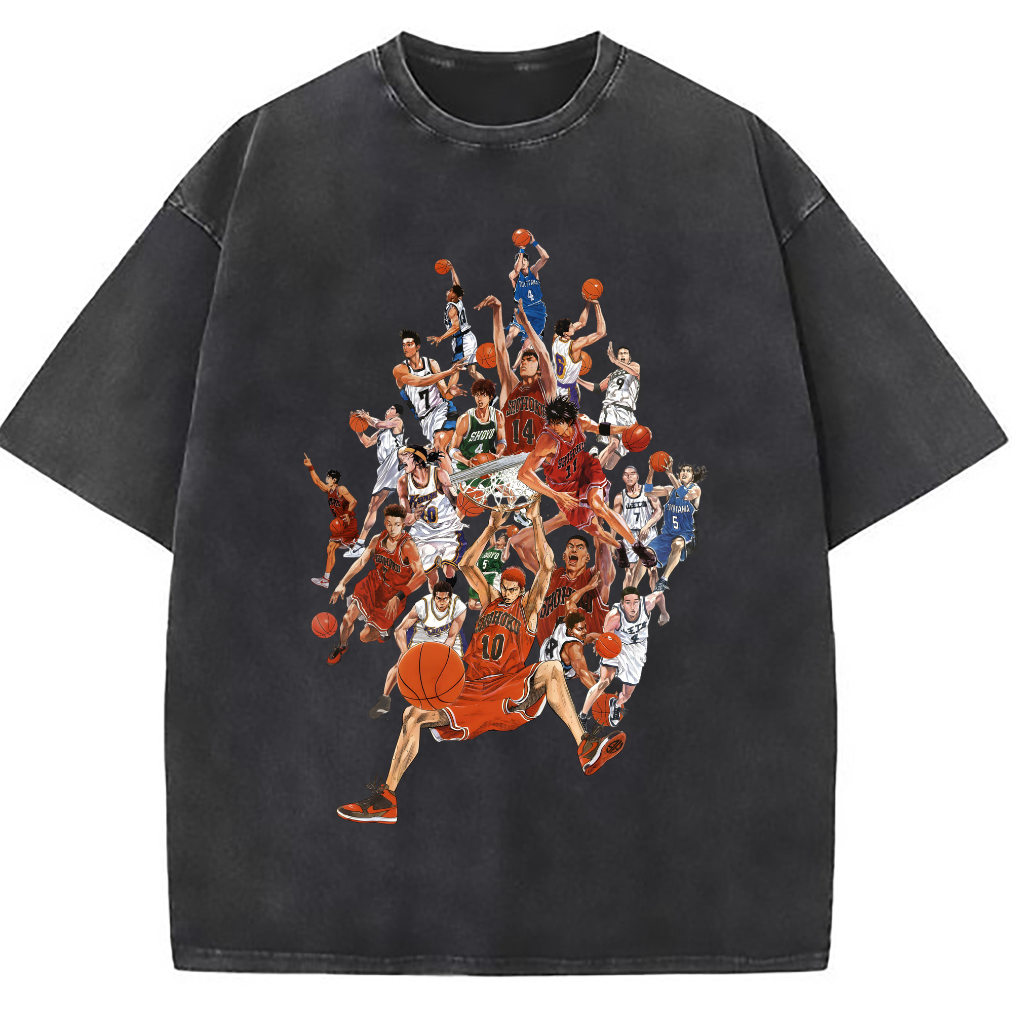 （画像用） SLAM DUNK／スラムダンク 綿100% ヴィンテージ風 半袖Tシャツ（フロントプリント）