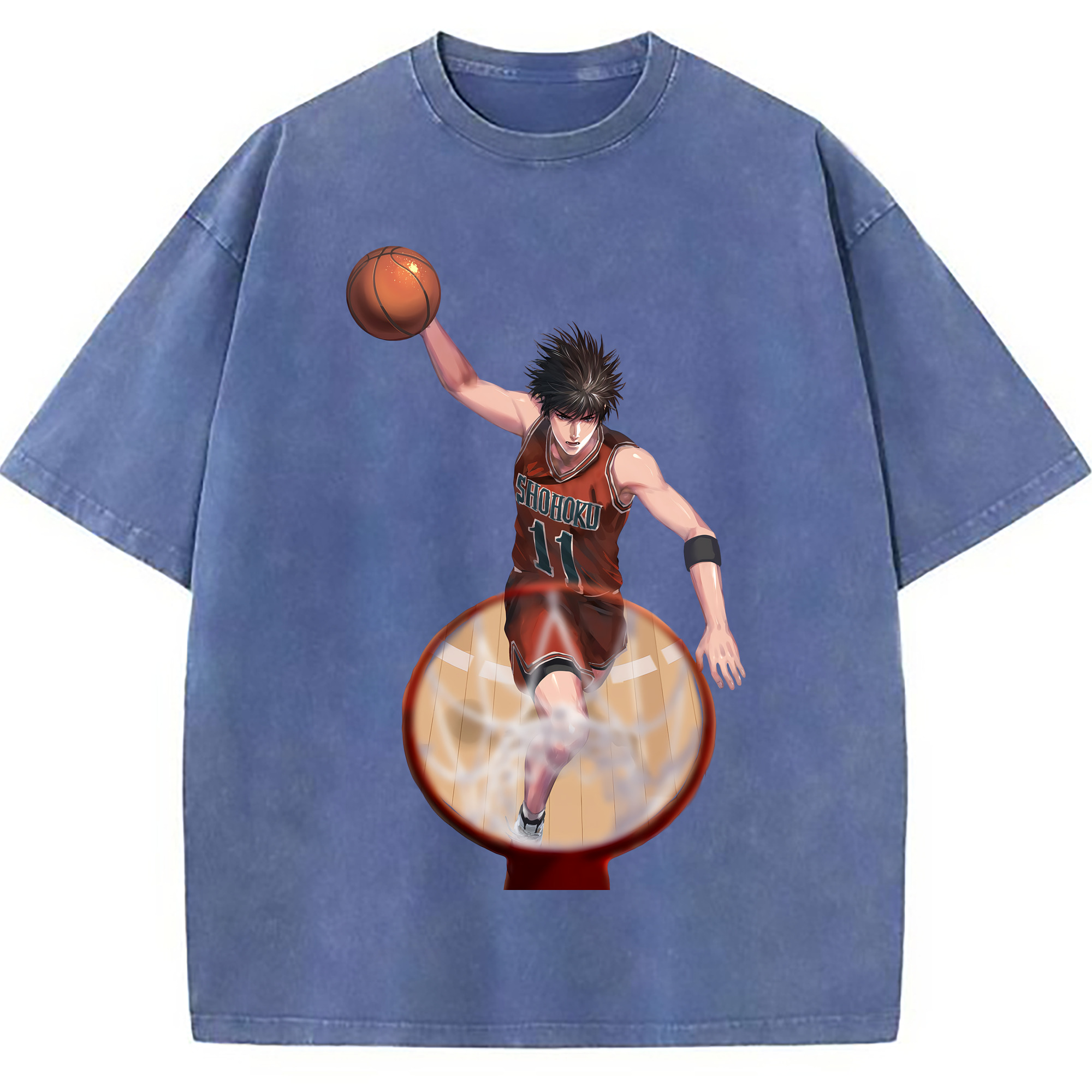 （画像用） SLAM DUNK／スラムダンク 綿100% ヴィンテージ風 半袖Tシャツ（フロントプリント）