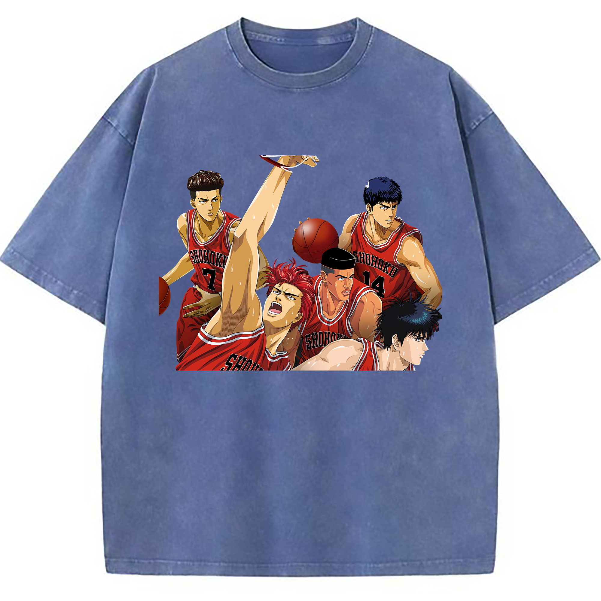 （画像用） SLAM DUNK／スラムダンク 綿100% ヴィンテージ風 半袖Tシャツ（フロントプリント）