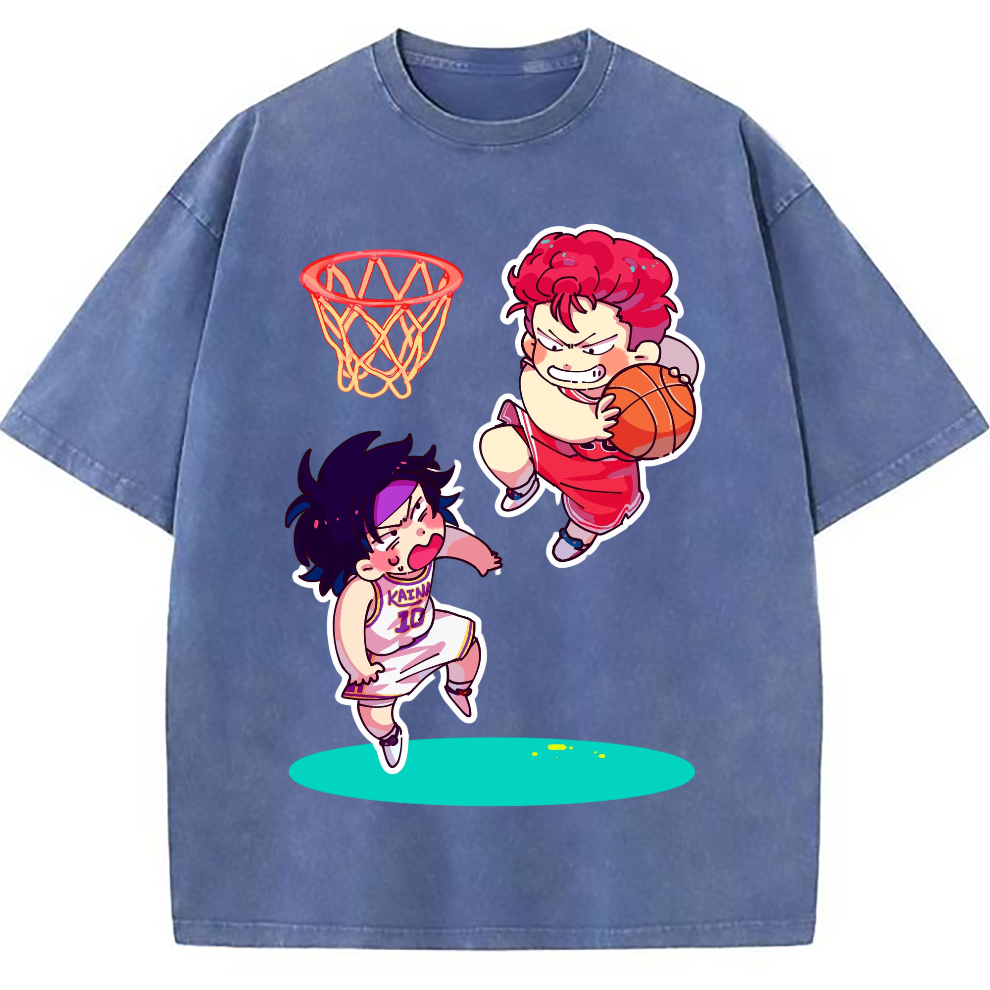 （画像用） SLAM DUNK／スラムダンク 綿100% ヴィンテージ風 半袖Tシャツ（フロントプリント）