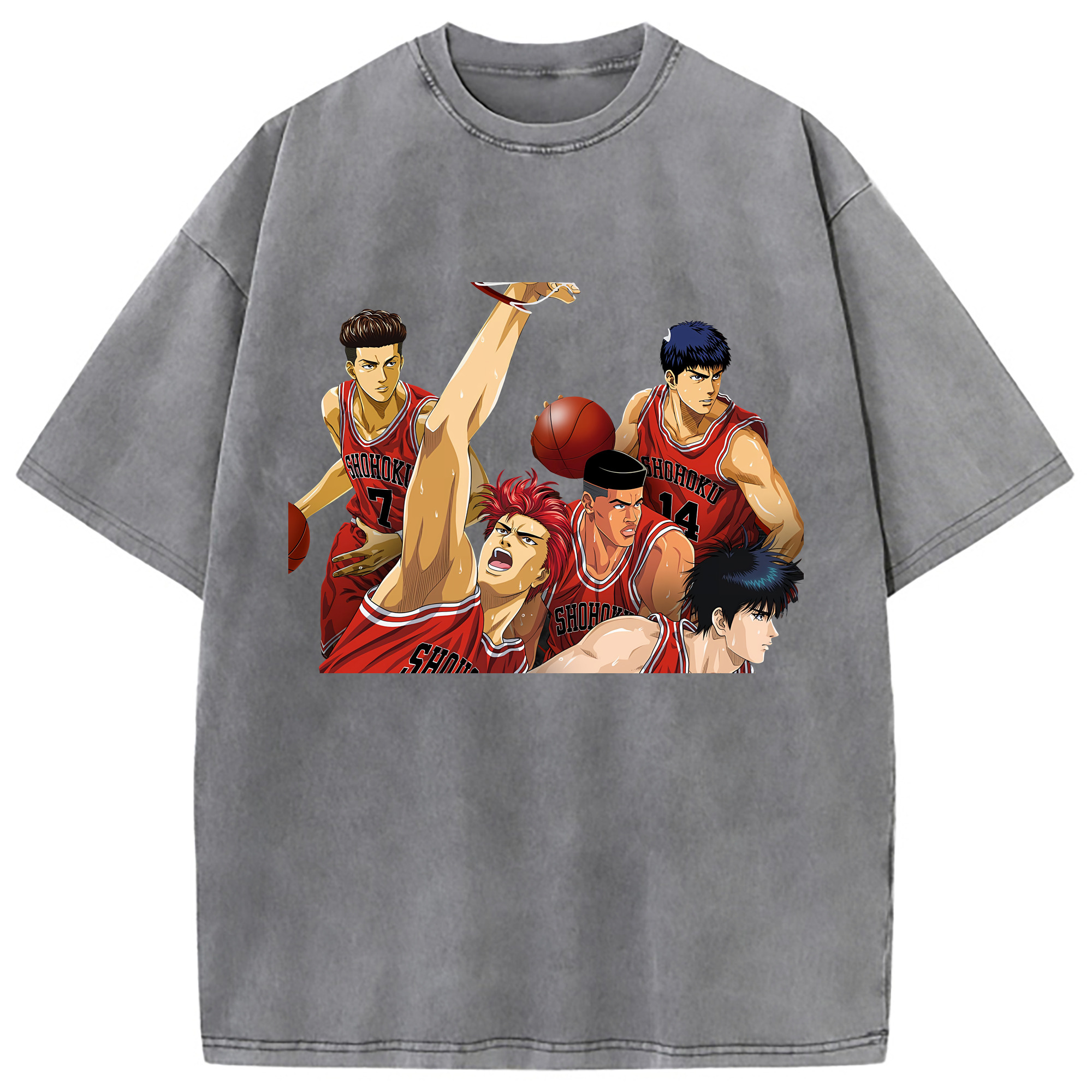 （画像用） SLAM DUNK／スラムダンク 綿100% ヴィンテージ風 半袖Tシャツ（フロントプリント）