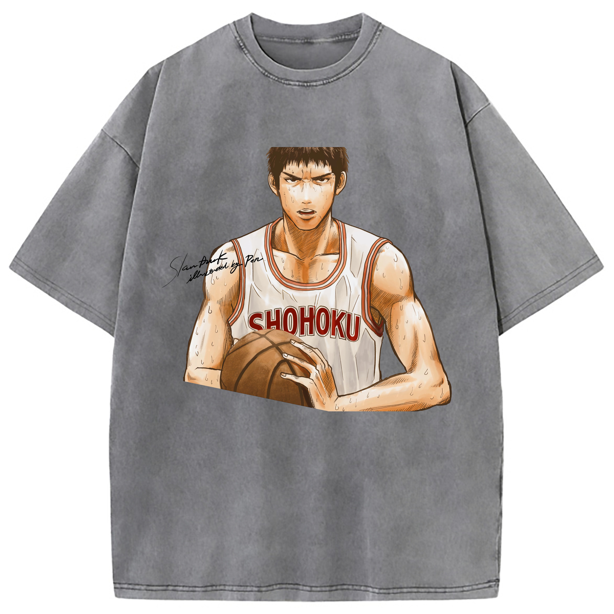 （画像用） SLAM DUNK／スラムダンク 綿100% ヴィンテージ風 半袖Tシャツ（フロントプリント）