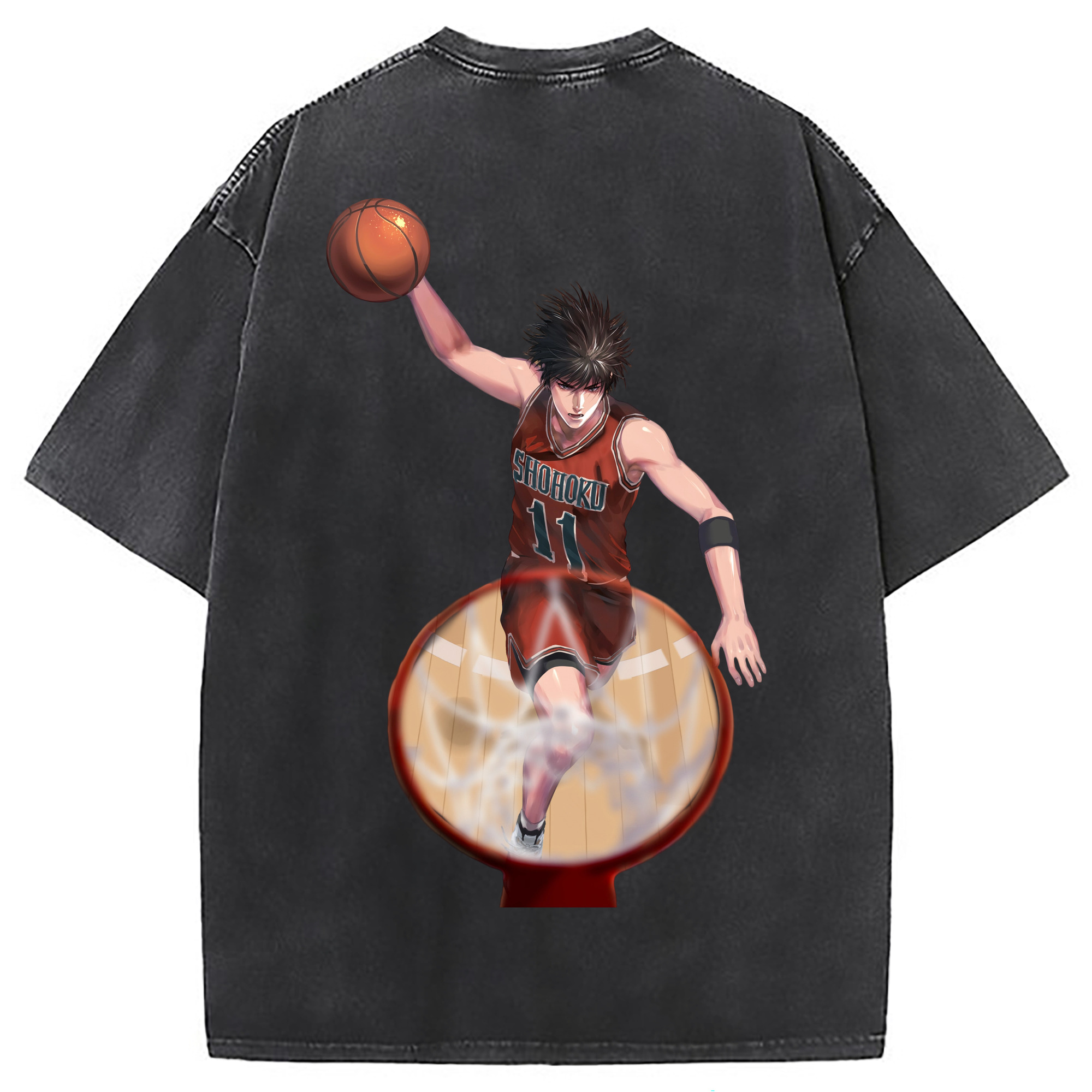（画像用） SLAM DUNK／スラムダンク 綿100% ヴィンテージ風 半袖Tシャツ（背面プリント）