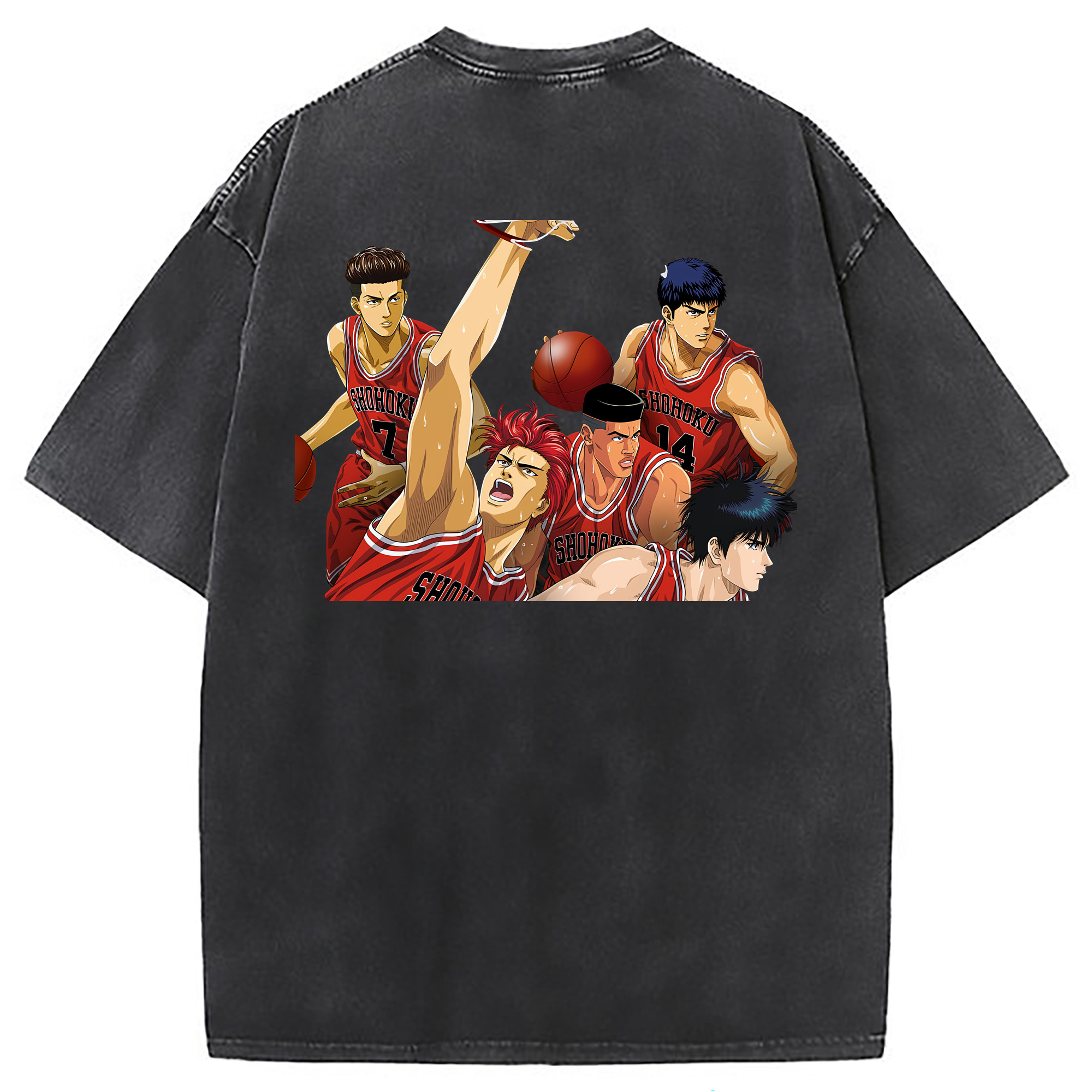 （画像用） SLAM DUNK／スラムダンク 綿100% ヴィンテージ風 半袖Tシャツ（背面プリント）