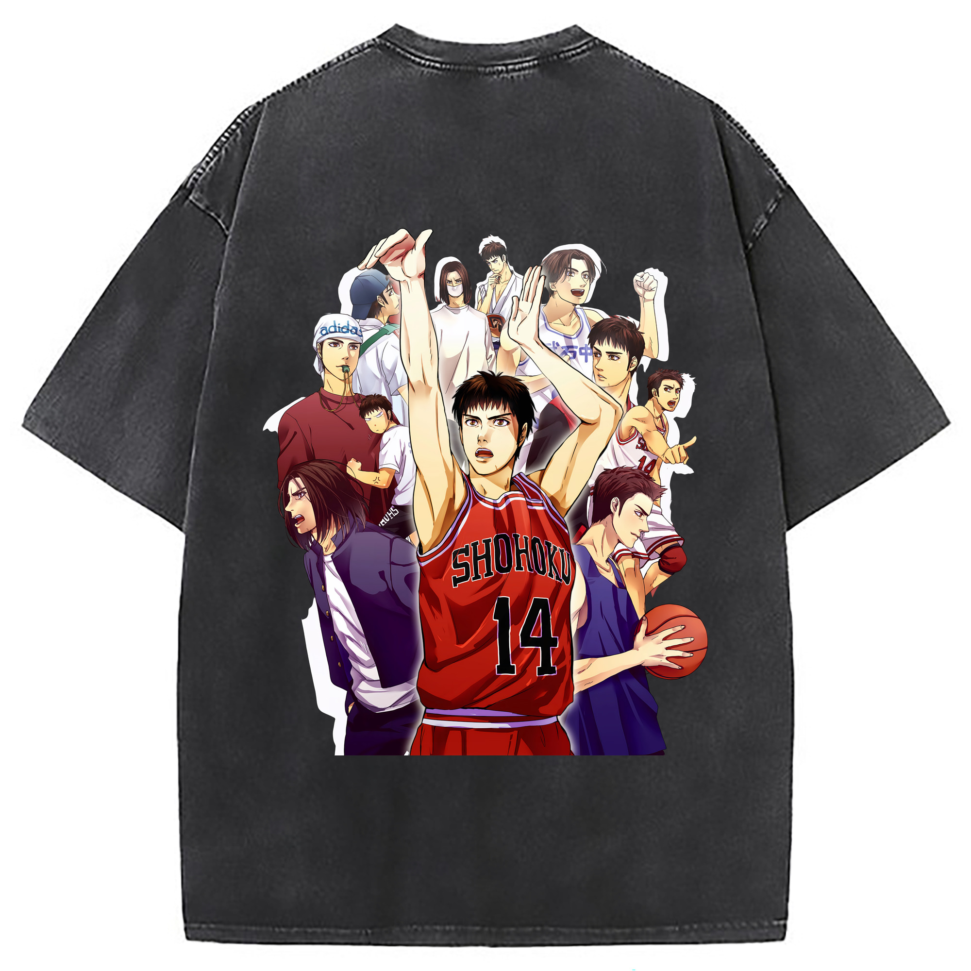（画像用） SLAM DUNK／スラムダンク 綿100% ヴィンテージ風 半袖Tシャツ（背面プリント）
