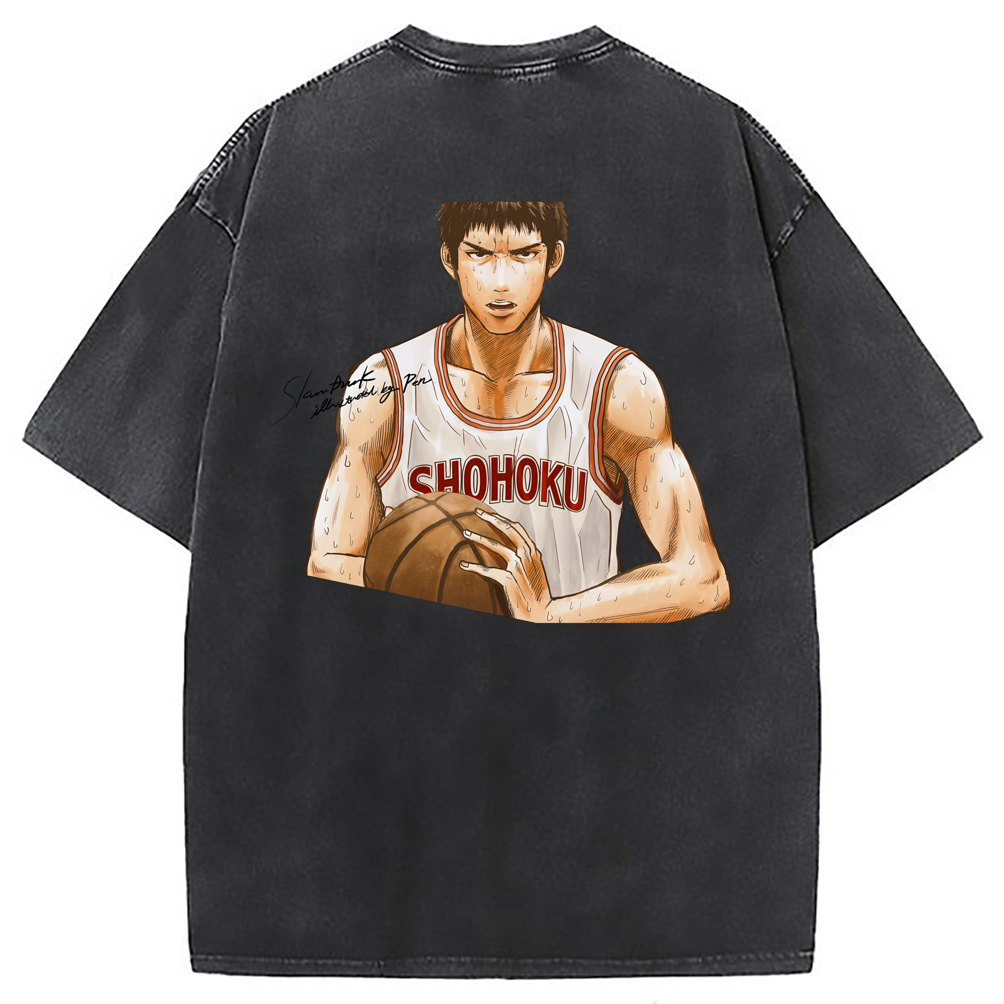 （画像用） SLAM DUNK／スラムダンク 綿100% ヴィンテージ風 半袖Tシャツ（背面プリント）