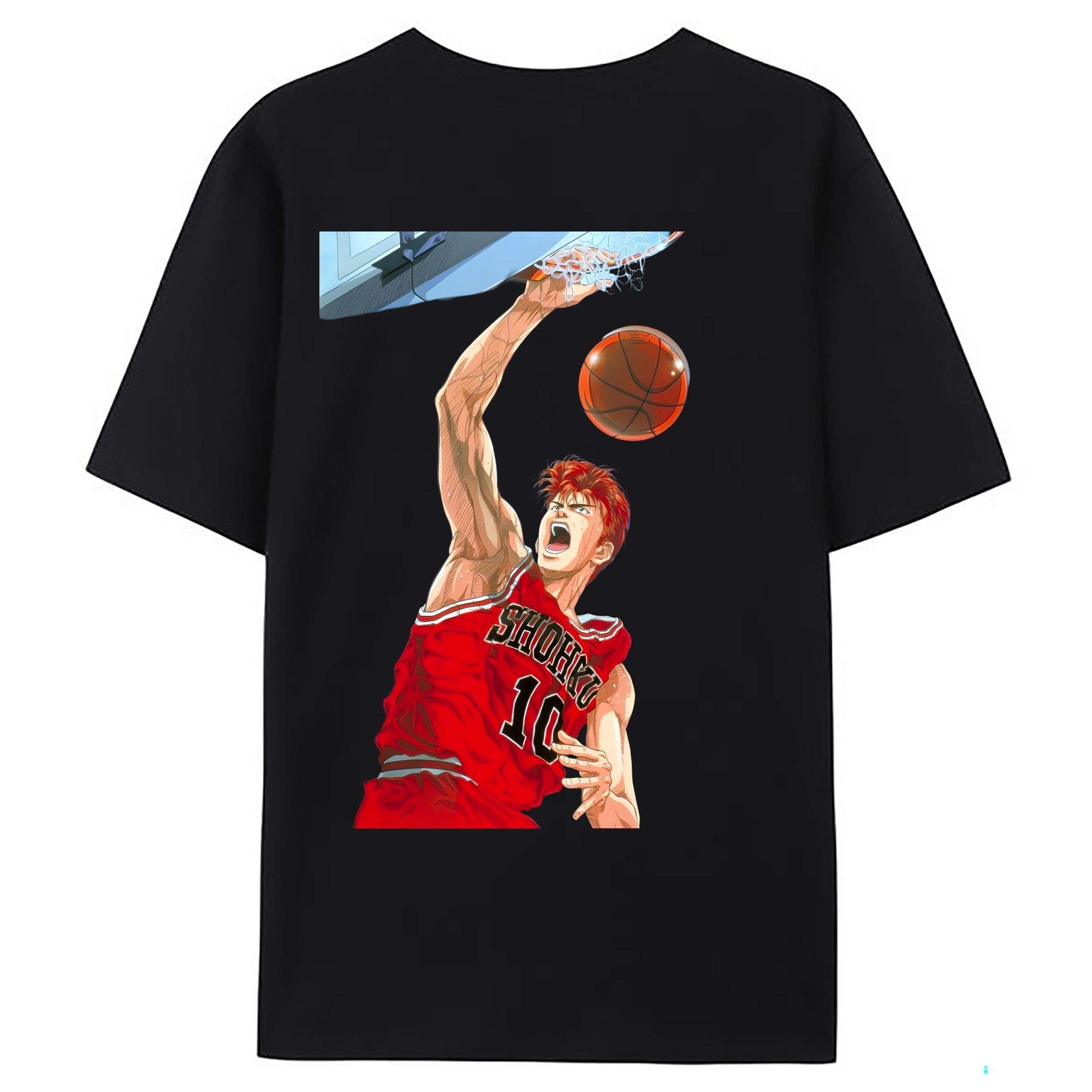 （画像用） SLAM DUNK／スラムダンク 綿100％ メンズ半袖Tシャツ（バックプリント） 通気性