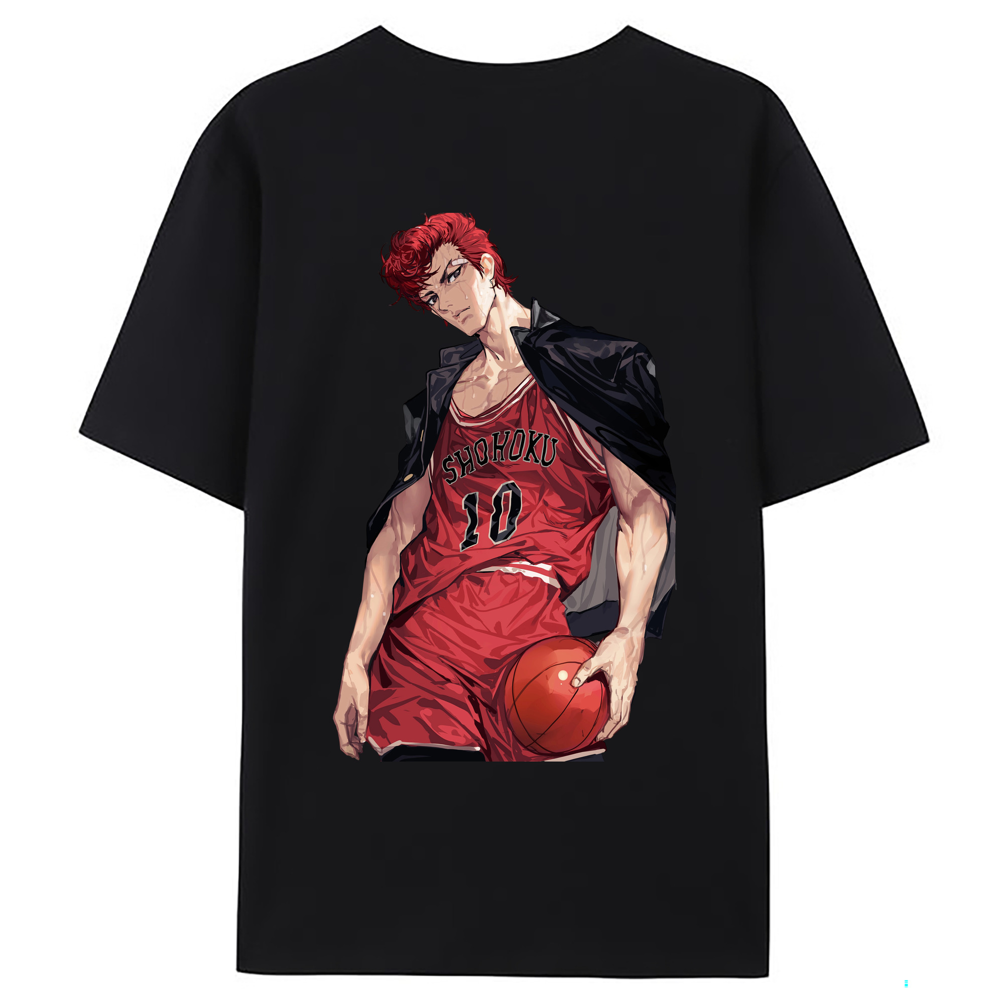 （画像用） SLAM DUNK／スラムダンク 綿100％ メンズ半袖Tシャツ（バックプリント） 通気性